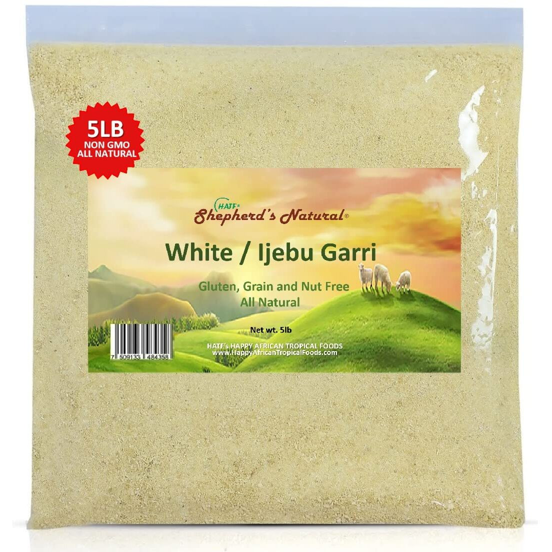 Ijebu Garri/Gari 5 Lb / 80 Oz Bag By Hatf's Shepherd's Natural, 100% All Natural