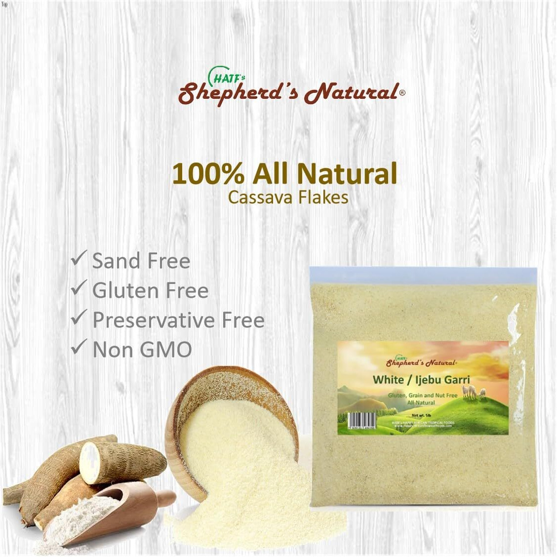 Ijebu Garri/Gari 5 Lb / 80 Oz Bag By Hatf's Shepherd's Natural, 100% All Natural