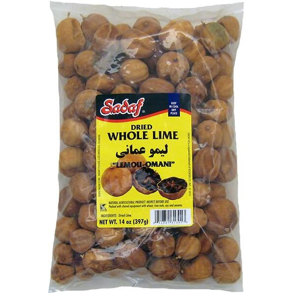 Sadaf Dried Lime Whole - Limu Omani - Natural Dried Limes For Cooking - Persian Dried Limes - Add A Citric Flavor To Your Middle Eastern Dishes. 14-Ounce Bag.