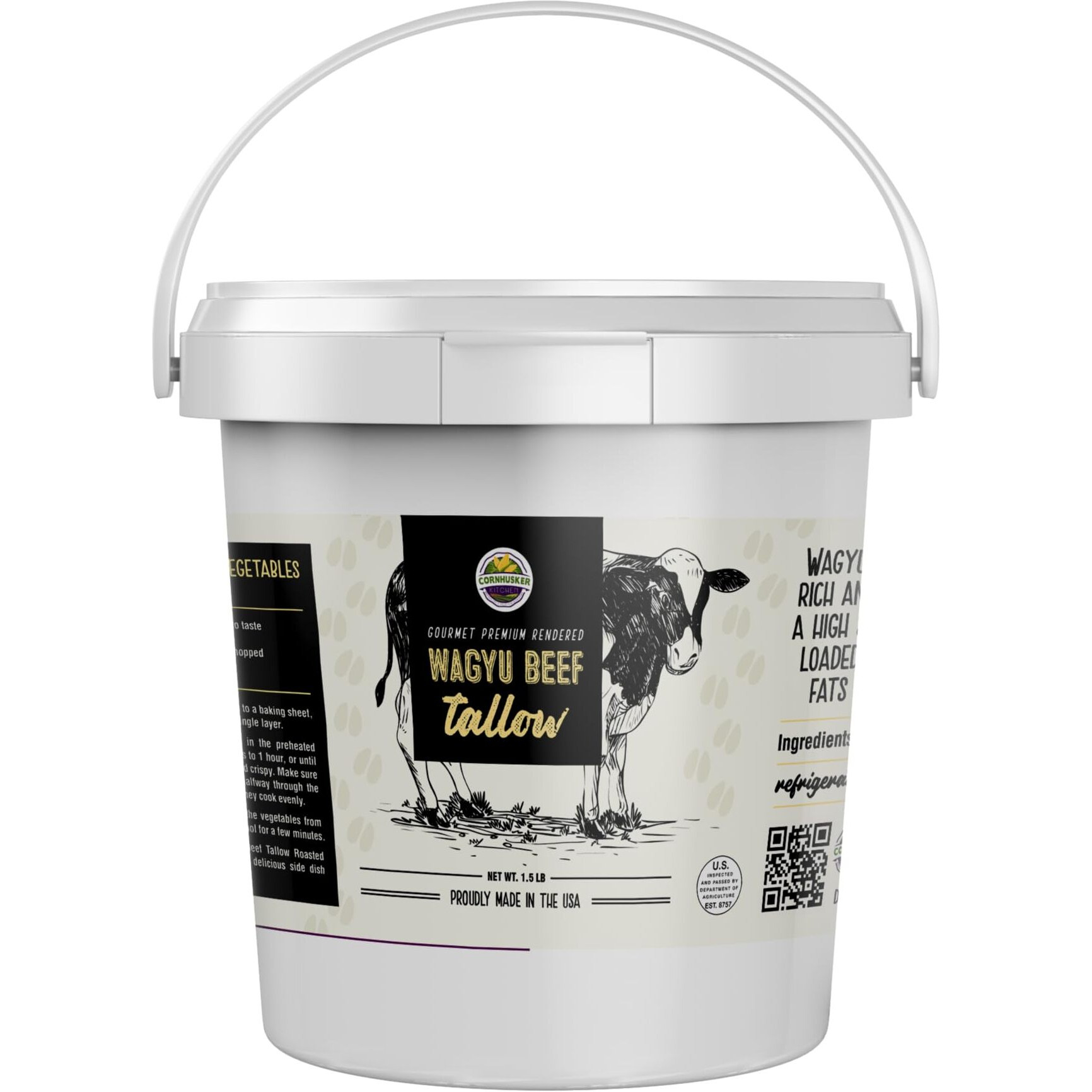 Cornhusker Kitchen | Premium Rendered Wagyu Beef Tallow Tub | Paleo And Keto Friendly | Made In Usa | Cows Are Corn Fed | 1.5 Lb Tub