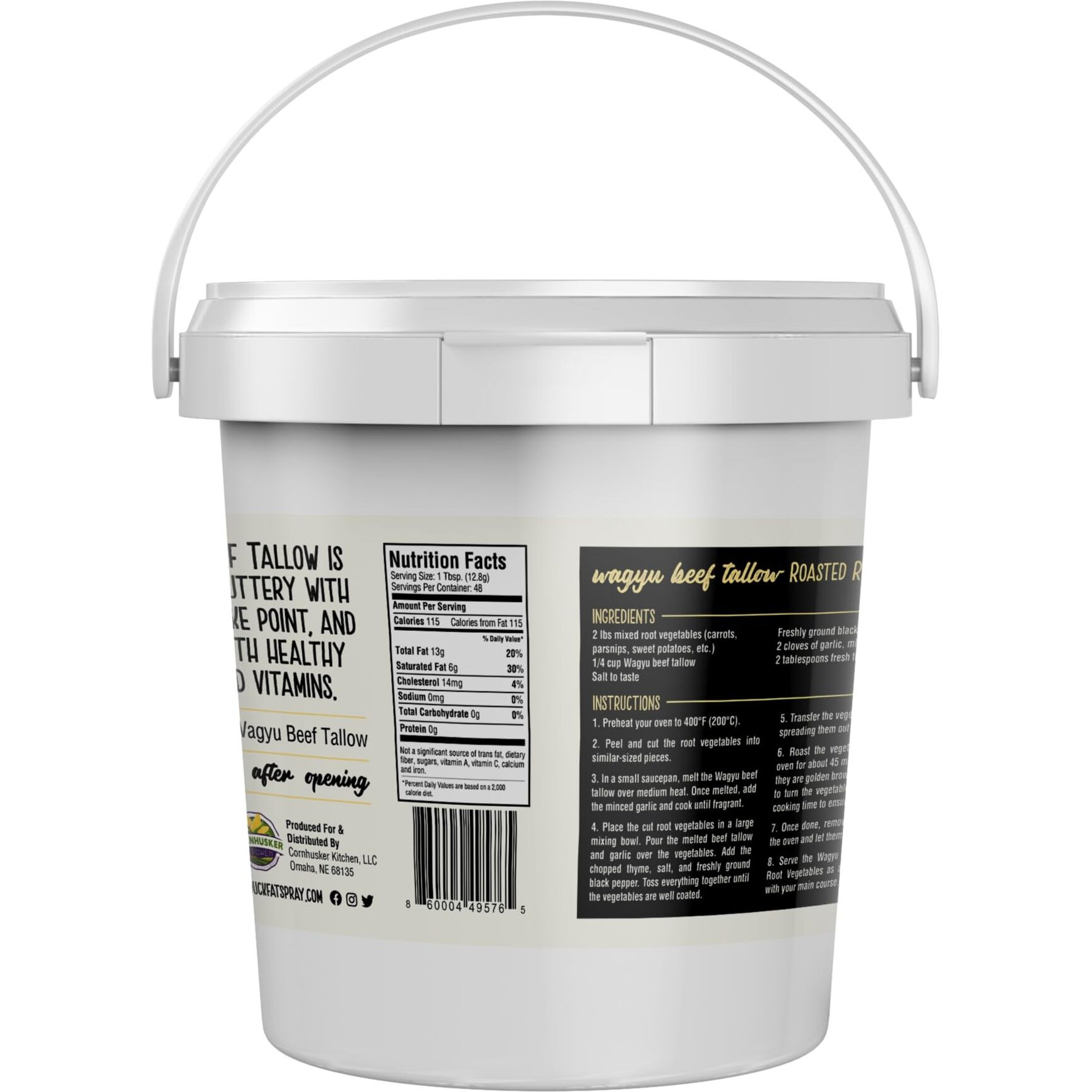 Cornhusker Kitchen | Premium Rendered Wagyu Beef Tallow Tub | Paleo And Keto Friendly | Made In Usa | Cows Are Corn Fed | 1.5 Lb Tub