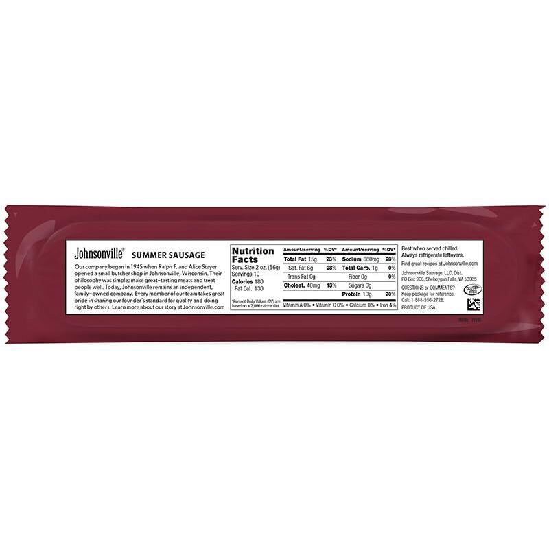 Johnsonville Beef Summer Sausage 1/20Oz, Good Source Of Protein, Great For Charcuterie & Cheese