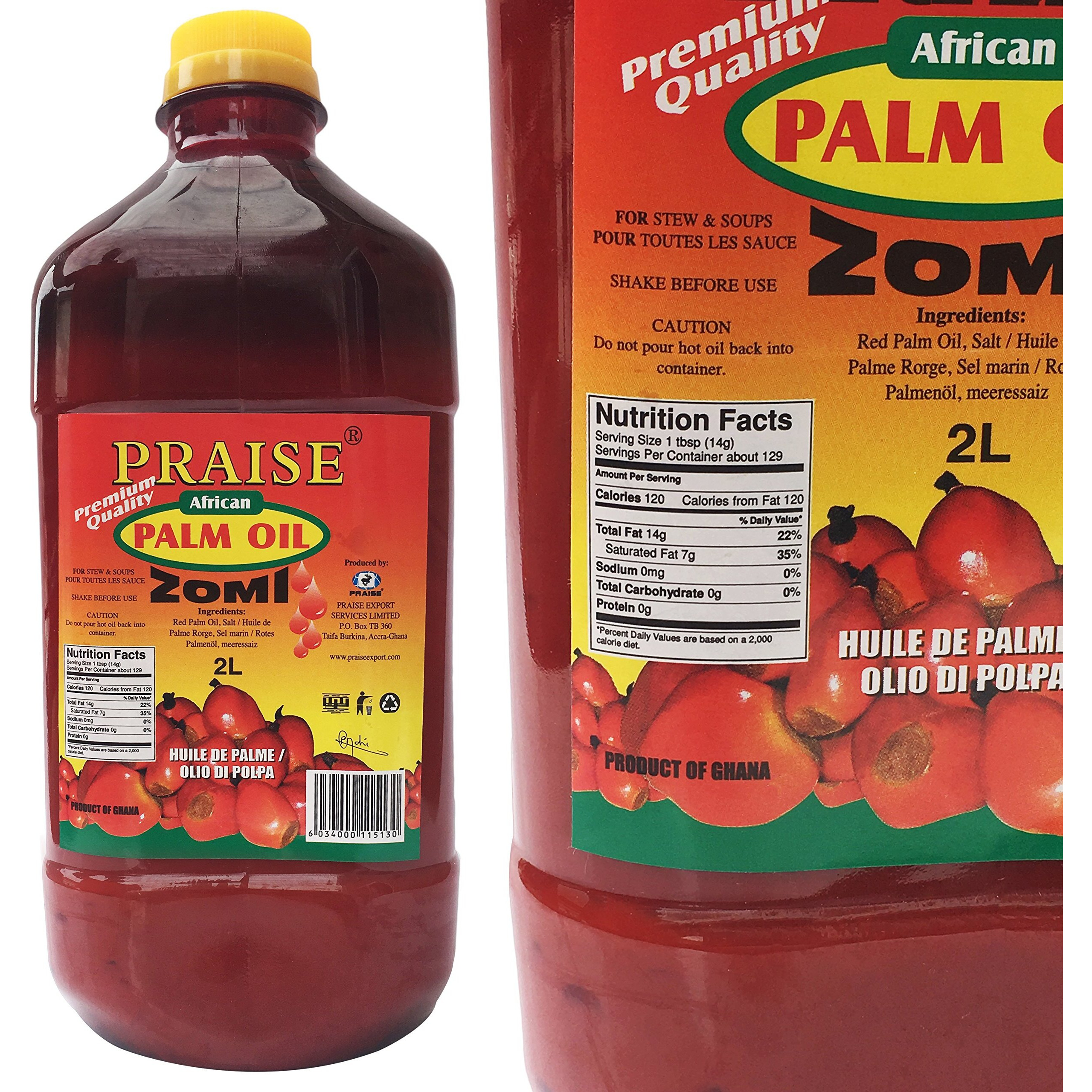 Praise Red Palm Oil, 2-Liters - Zomi
