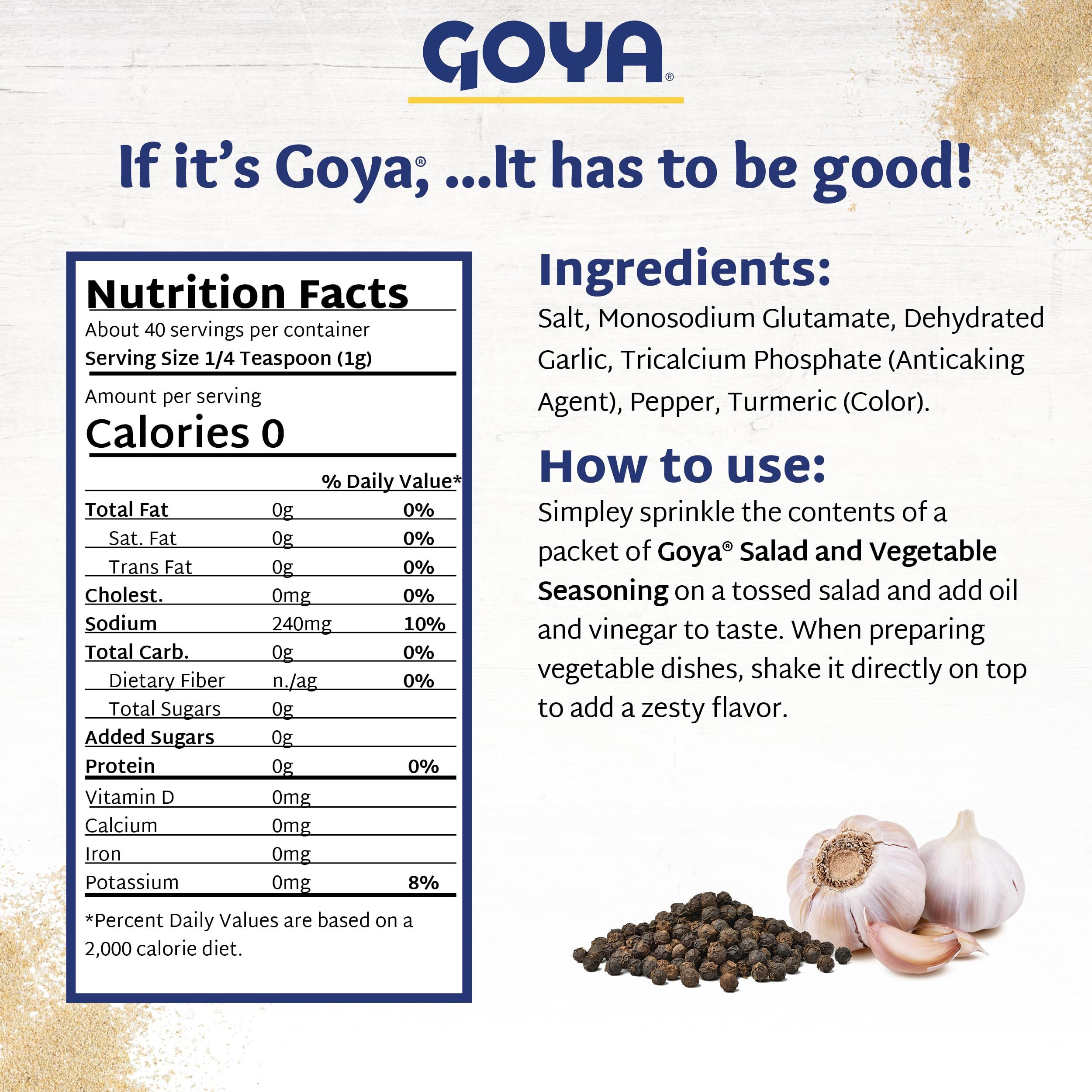 Goya Salad And Vegetable Seasoning, 20-Envelopes, 3.52-Ounce Units (Pack Of 6)