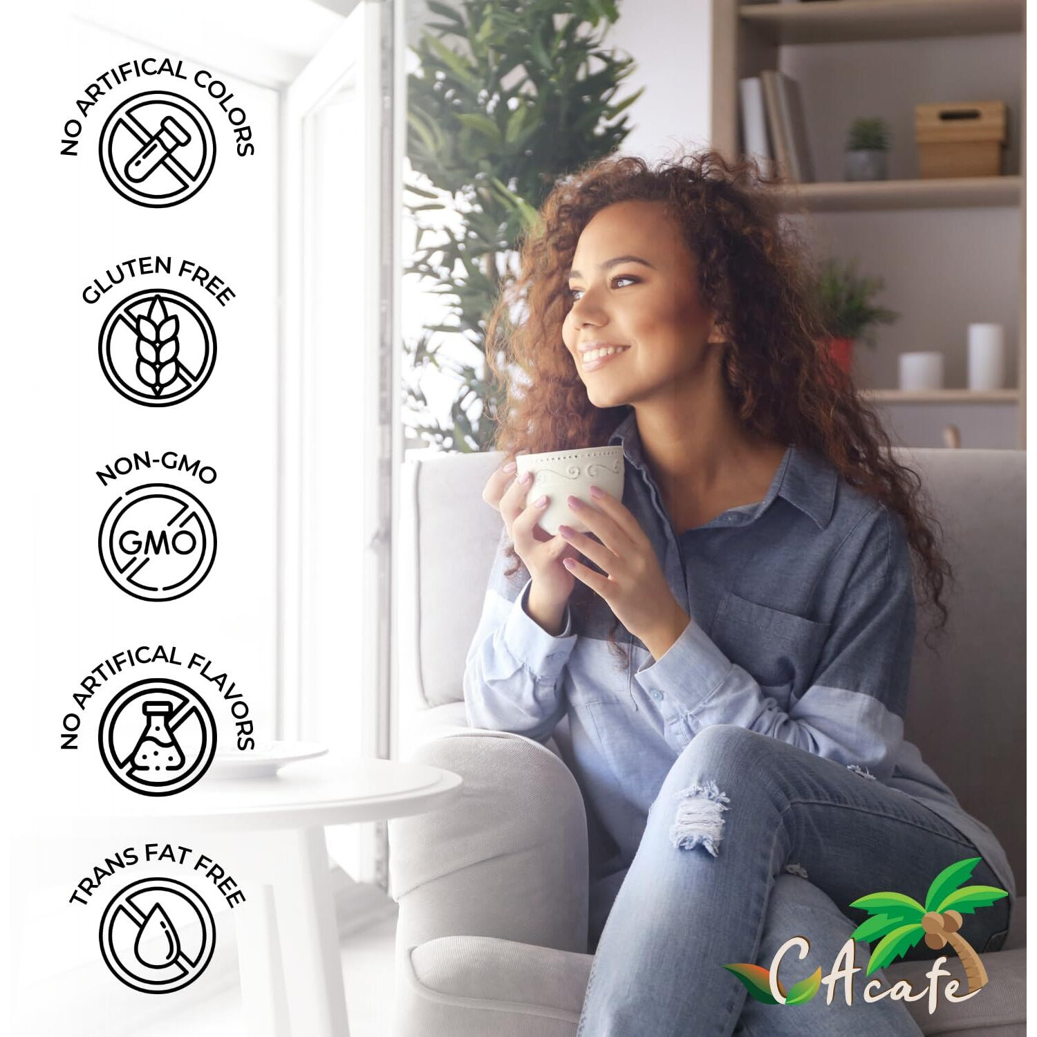 Cacafe Coconut Tea, Coconut Infused Green Tea, Creamy Drink Mix, Make Iced Or Hot, Packed With Antioxidants, Natural Energy And Stress Relief 19.05Oz