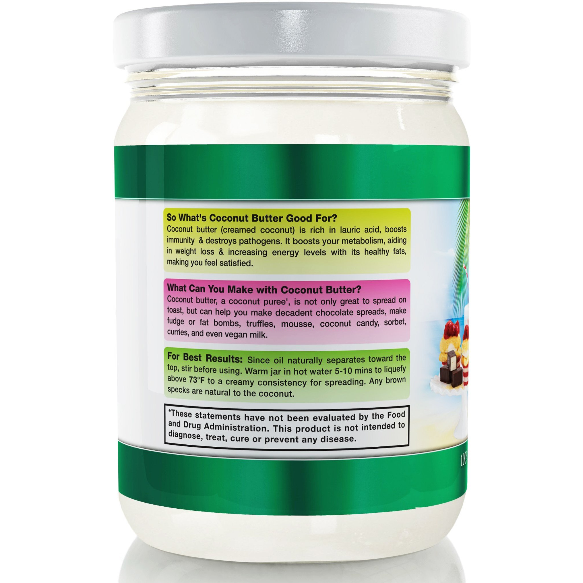 Organic Coconut Butter 2 Pack 17.63 Oz Each Stone Ground Pureed W/ E-Book Of Organic Gourmet Keto Paleo Friendly Recipes