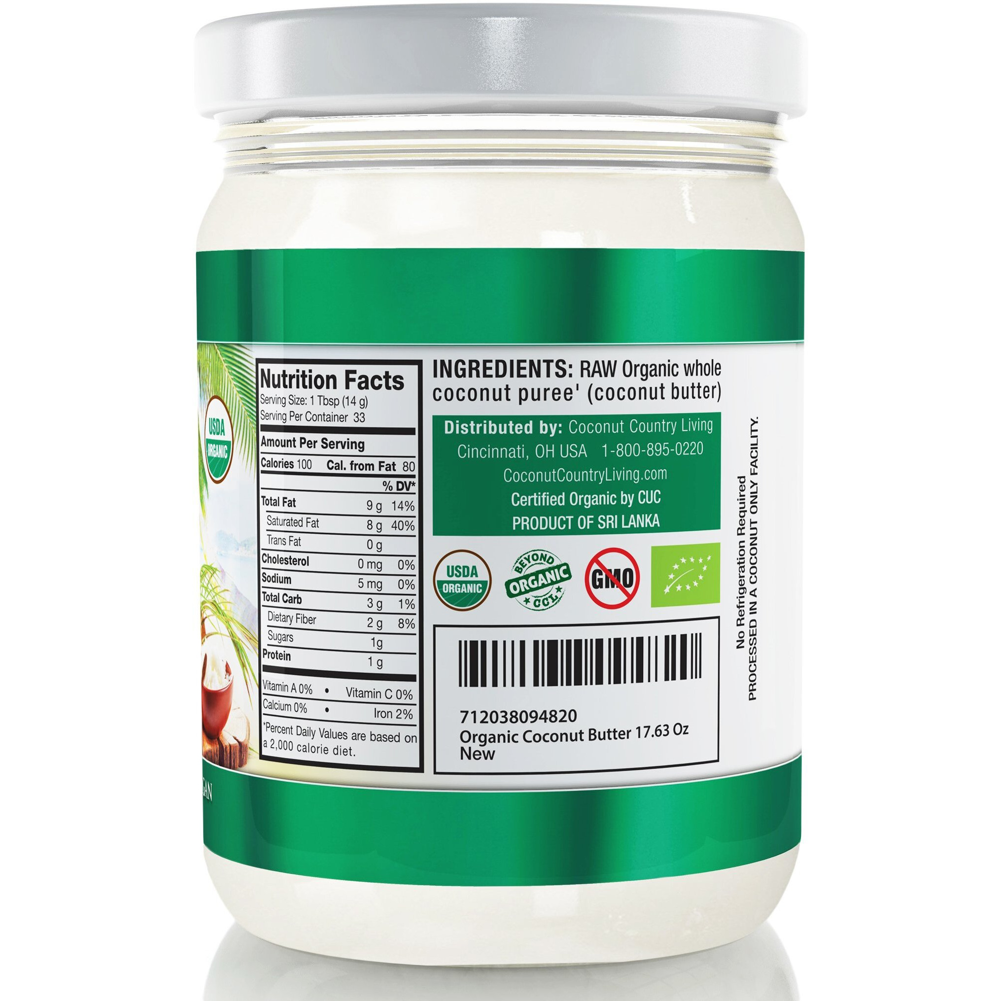 Organic Coconut Butter 2 Pack 17.63 Oz Each Stone Ground Pureed W/ E-Book Of Organic Gourmet Keto Paleo Friendly Recipes