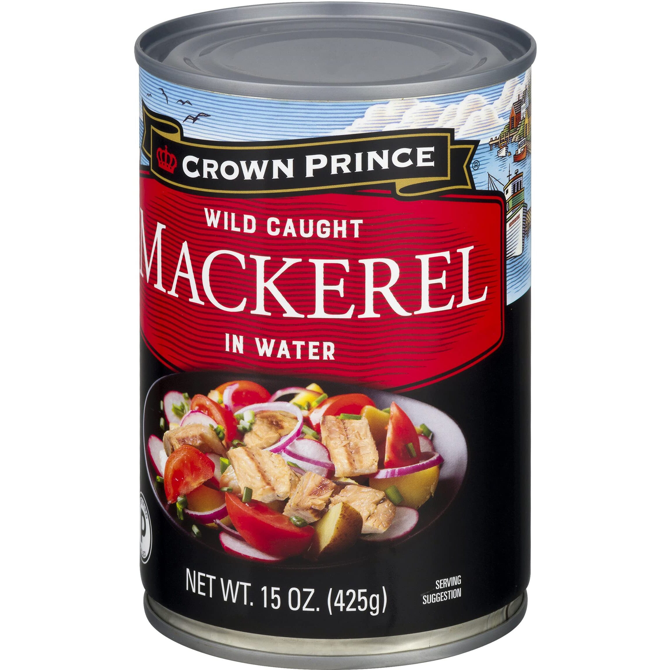 Crown Prince Mackerel In Water, 15-Ounce Cans (Pack Of 12)