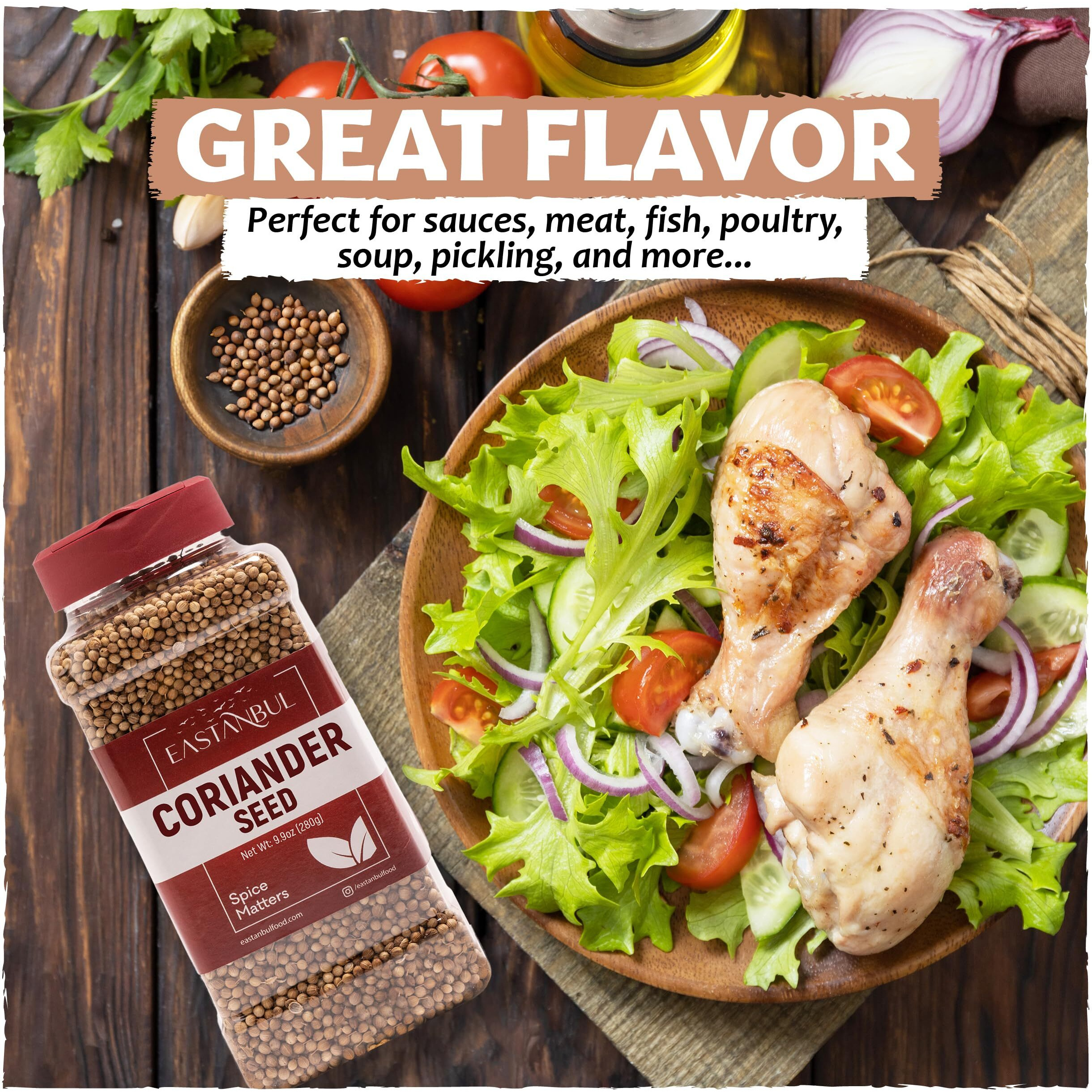 Eastanbul Coriander Seeds Whole 9.9Oz, Cilantra Seeds, Coriander Seed For Cooking, Pickling Spice, Canning, Biltong, Cornbeef Brisket, Coriander Tea, Corriander, Aka Dhania & Chinese Parsley Seeds