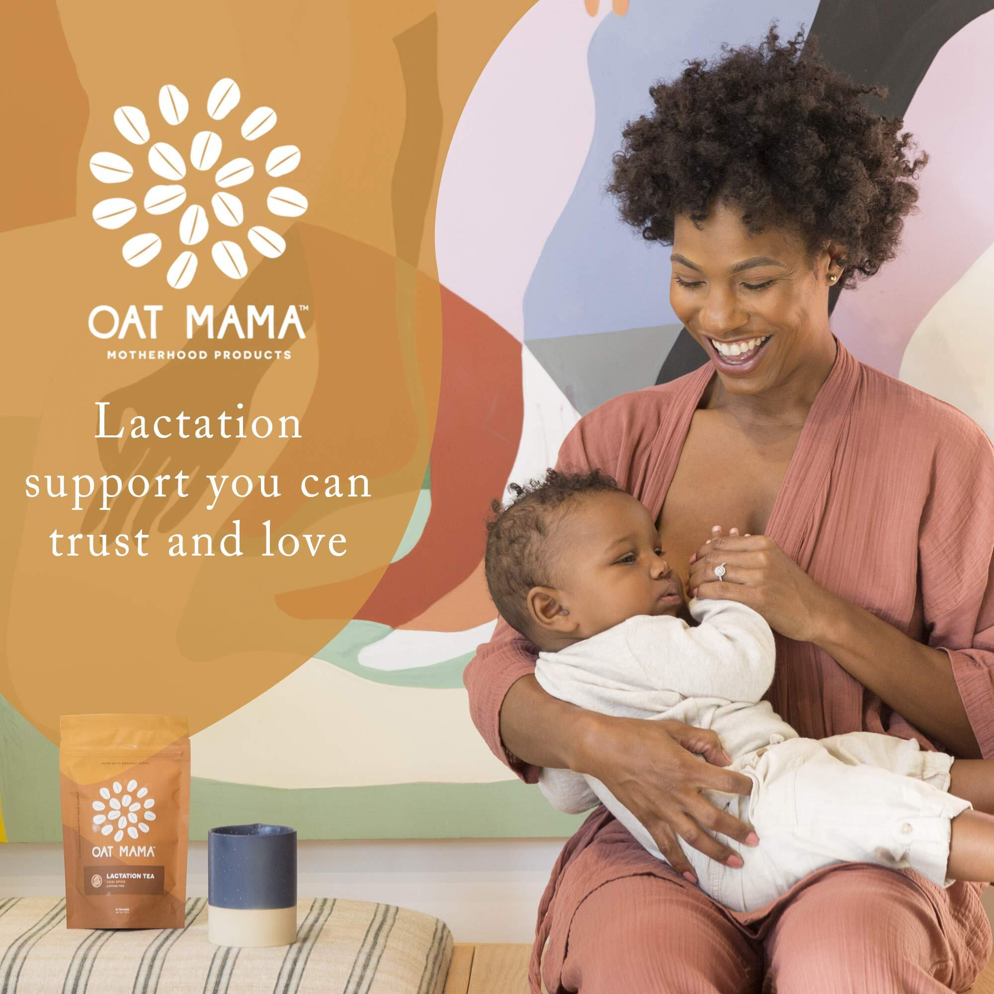 Oat Mama Lactation Tea Chai Spice, Breastfeeding Support For New Moms, Organic Herbs To Help Increase Milk Supply, Women-Owned, 14 Tea Bags
