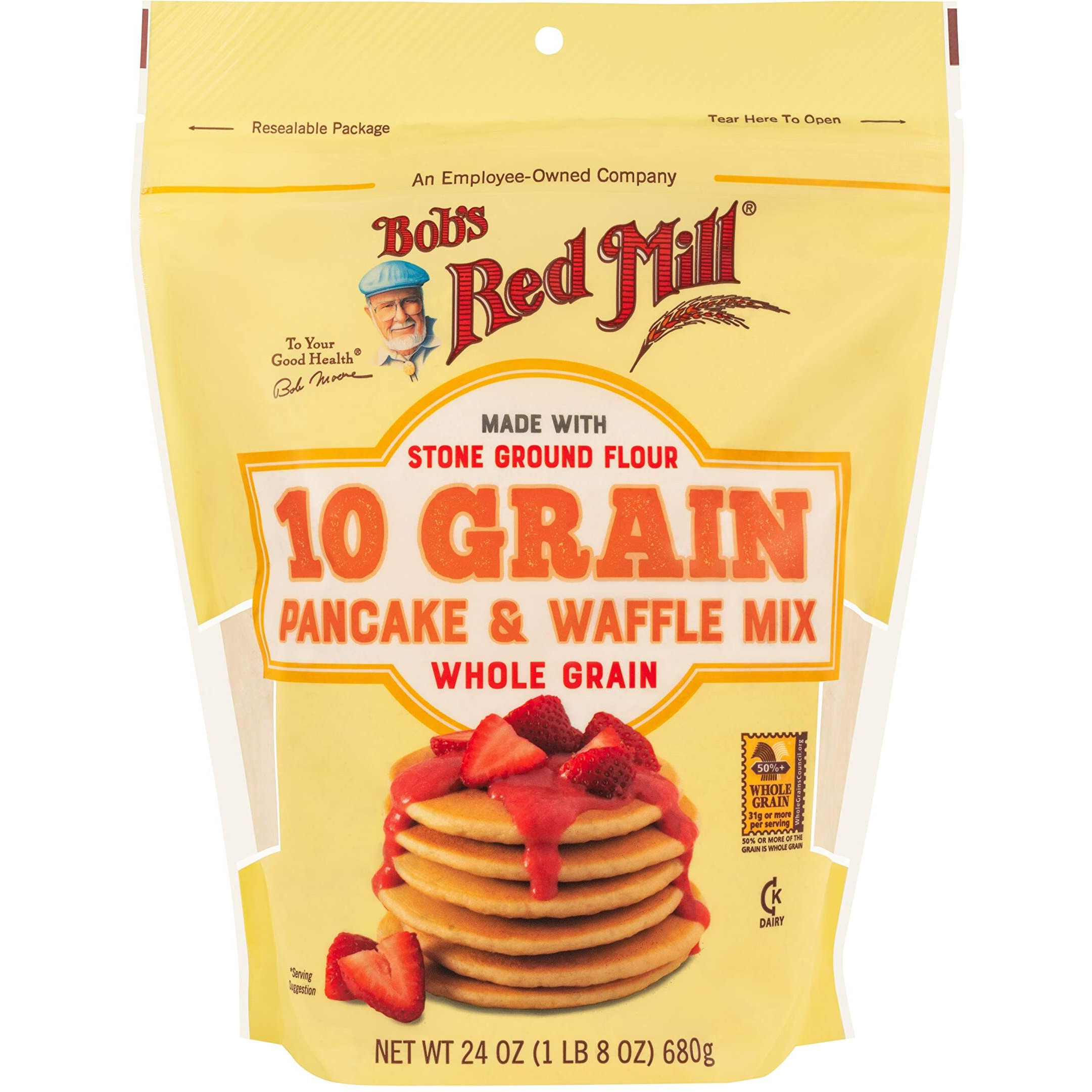 Bob's Red Mill 10 Grain Pancake & Waffle Mix, Whole Grain, Kosher, 24 Ounces (Pack Of 4)