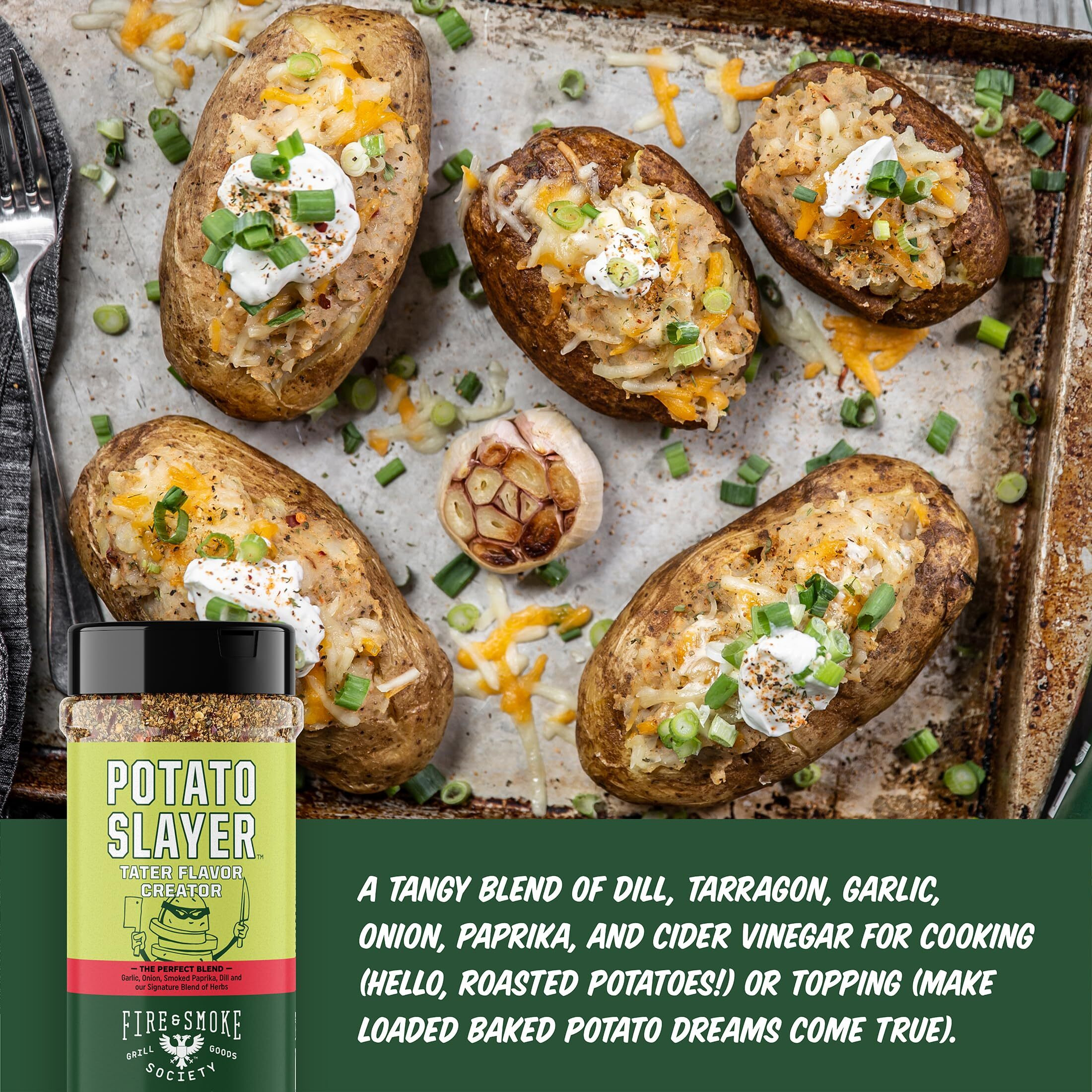 Fire & Smoke Society Potato Slayer Vegetable Seasoning | Bbq Seasonings And Rubs For Grilling | Potato Seasoning, French Fry Seasoning | Mix Blend Rub Powder, Garlic, Onion, Herb Flavor | Xl (2 Pack)