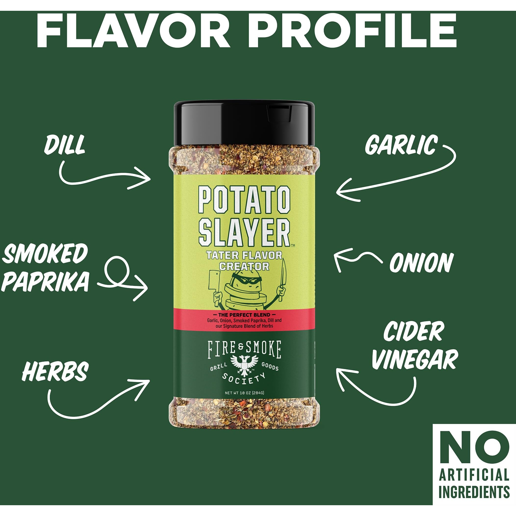 Fire & Smoke Society Potato Slayer Vegetable Seasoning | Bbq Seasonings And Rubs For Grilling | Potato Seasoning, French Fry Seasoning | Mix Blend Rub Powder, Garlic, Onion, Herb Flavor | Xl (2 Pack)