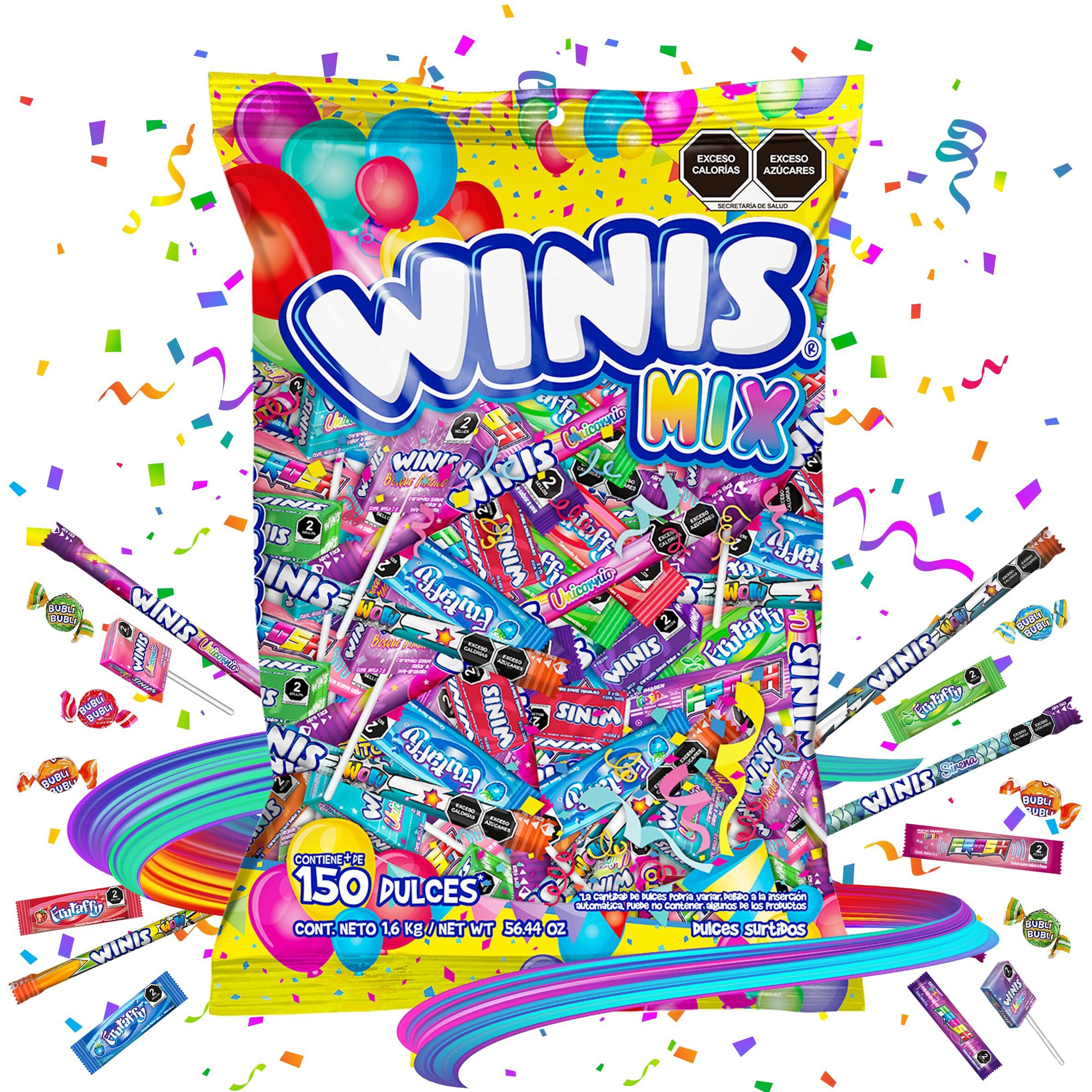 Bulk Taffy Candy Mix - 3.6 Lbs - 150 Individually Wrapped Party Candy - Easter Candy Assortment - Winis Mix Variety Of Mexican Chewy Candies | Assorted Halloween Candy Mix