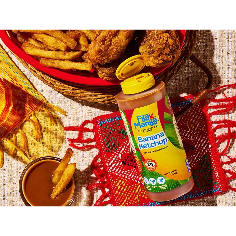 Fila Manila Banana Ketchup - Filipino Sauce & Condiment - 12 Oz Jar, Mild, Vegan, No Msg, No Sugar Added, Gluten Free, Dairy Free, Made In The Usa, Banana Ketchup, 1 Count (Pack Of 1)