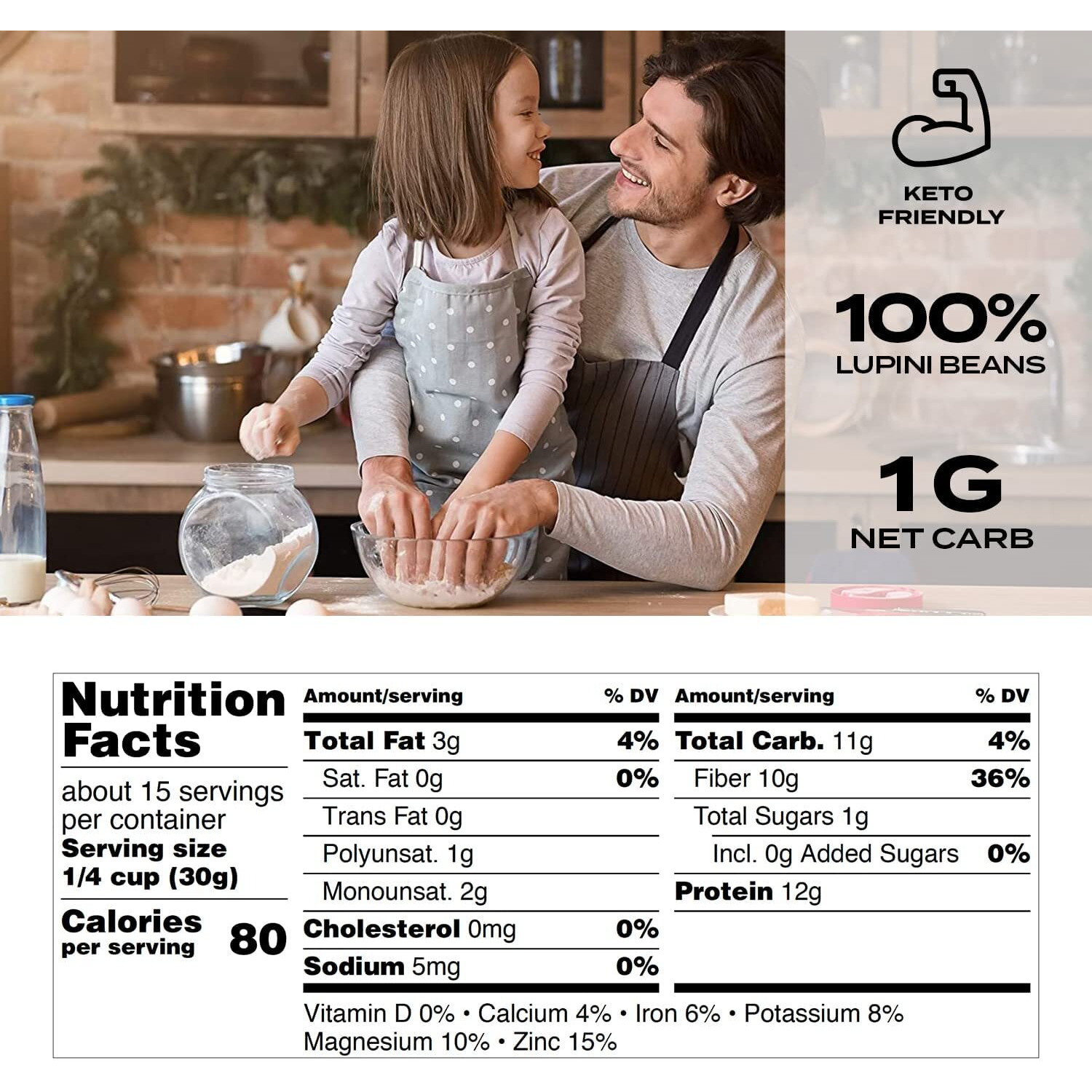 Aviate Lupini Flour - Keto & Vegan Friendly Superfood - Non-Gmo - Gluten Free - Lupin Flour Keto - High Protein, Low Calorie & Low Carb - Rich In Dietary Fiber And Minerals - 100% Lupin Beans - 16 Ounces (Pack Of 1)