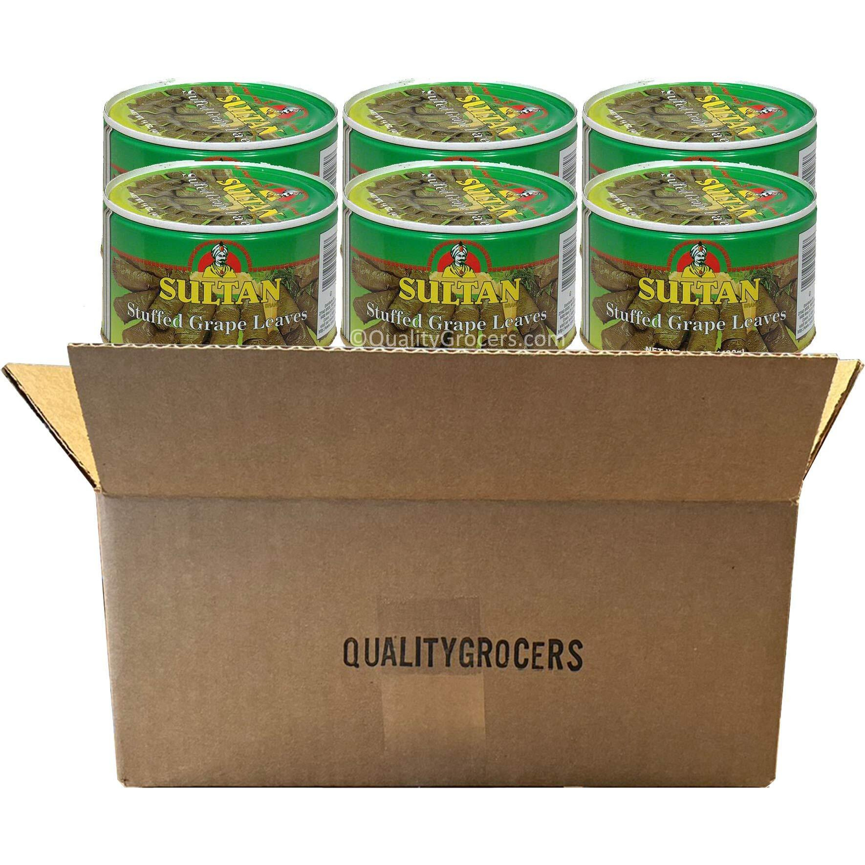 Sultan Vegetarian Stuffed Grape Leaves, Precooked Premium Dolma, Dolmades. Perfect For Mezze Platter, Serve Hot Or Cold, Appetizer Or Entr  E 14 Oz Pack Of 6