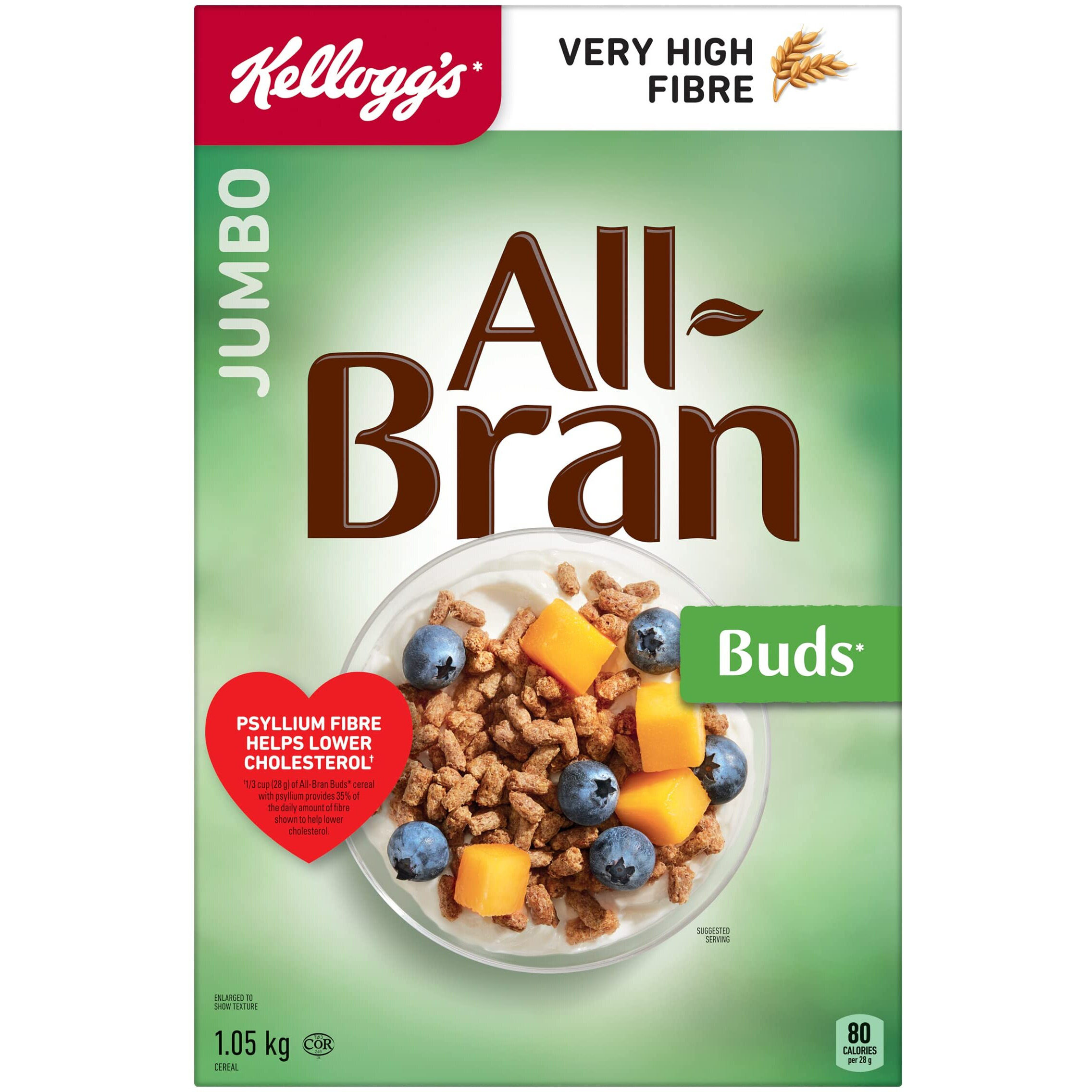 Kellogg's All-Bran Buds Cereal, 1050G/2.53 Pounds {Imported From Canada}