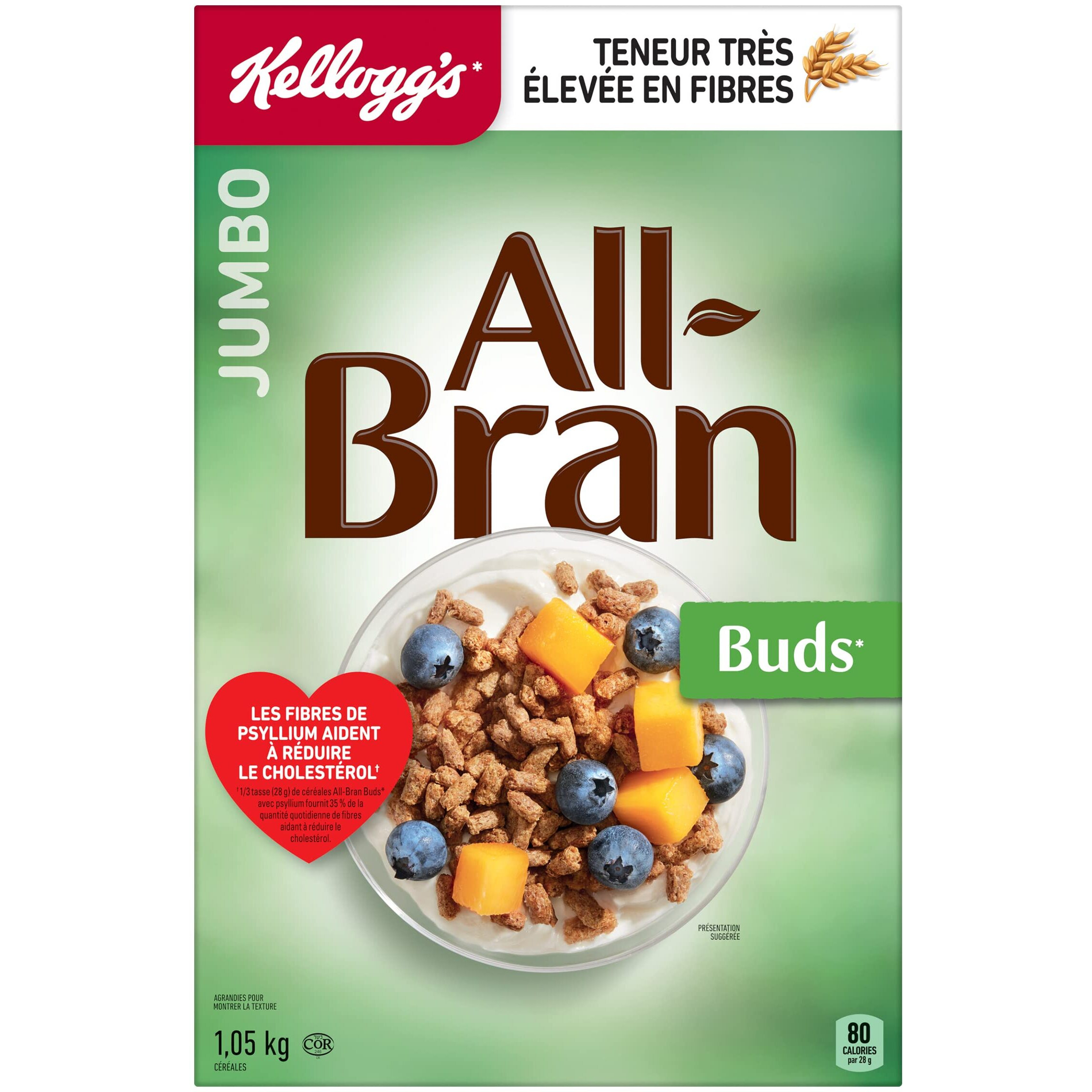 Kellogg's All-Bran Buds Cereal, 1050G/2.53 Pounds {Imported From Canada}