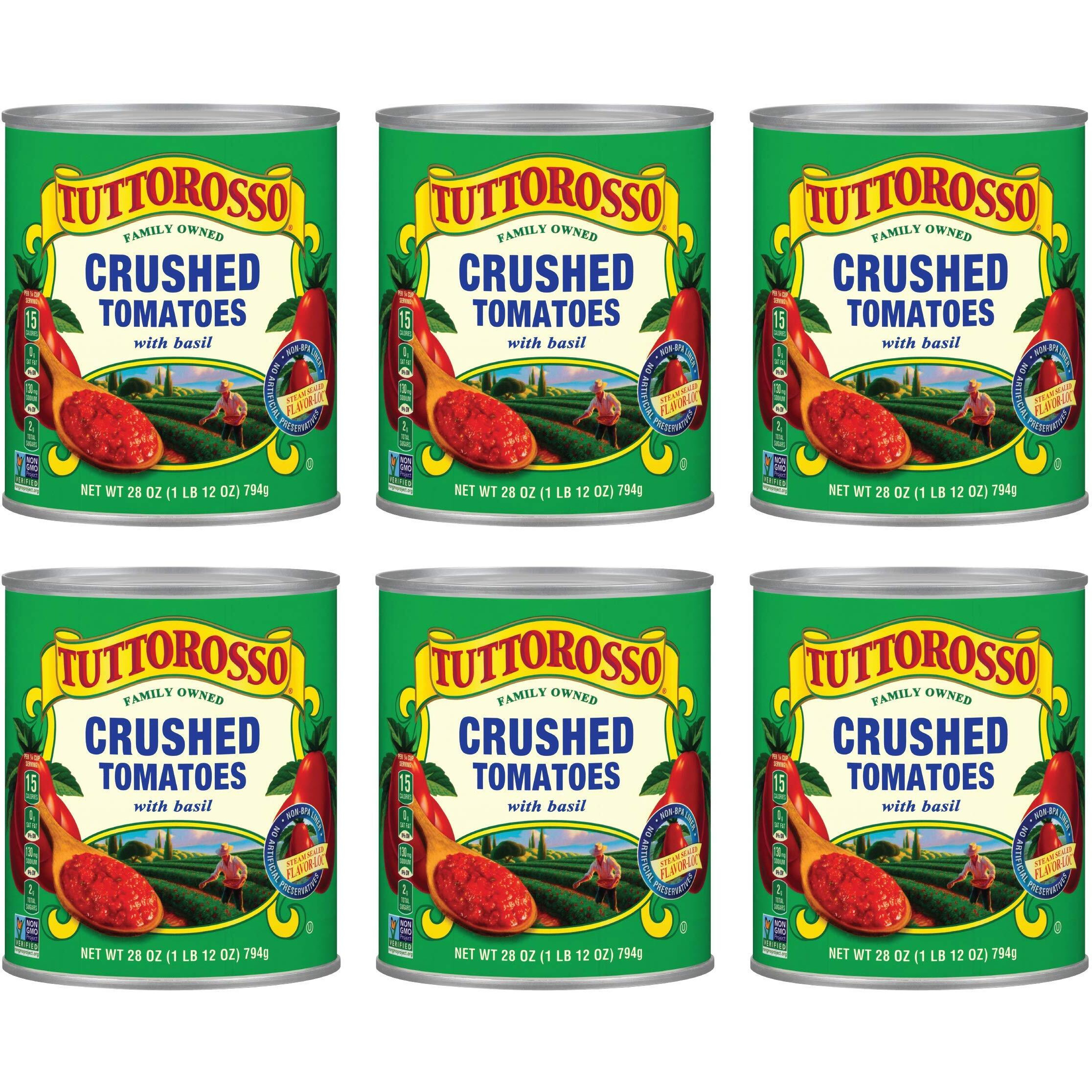 Tuttorosso Crushed Tomatoes With Basil, Gluten Free And Vegetarian Recipe, 28Oz Cans, 6-Pack
