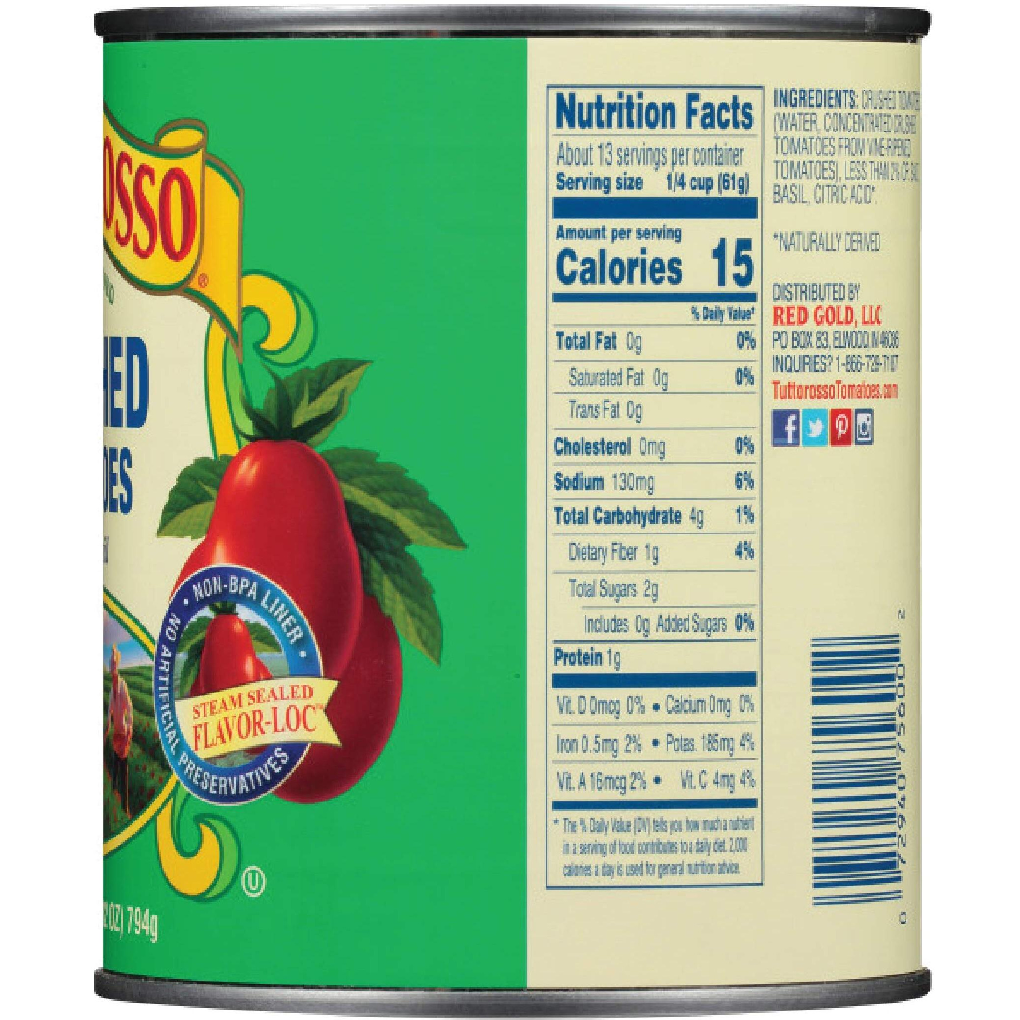 Tuttorosso Crushed Tomatoes With Basil, Gluten Free And Vegetarian Recipe, 28Oz Cans, 6-Pack