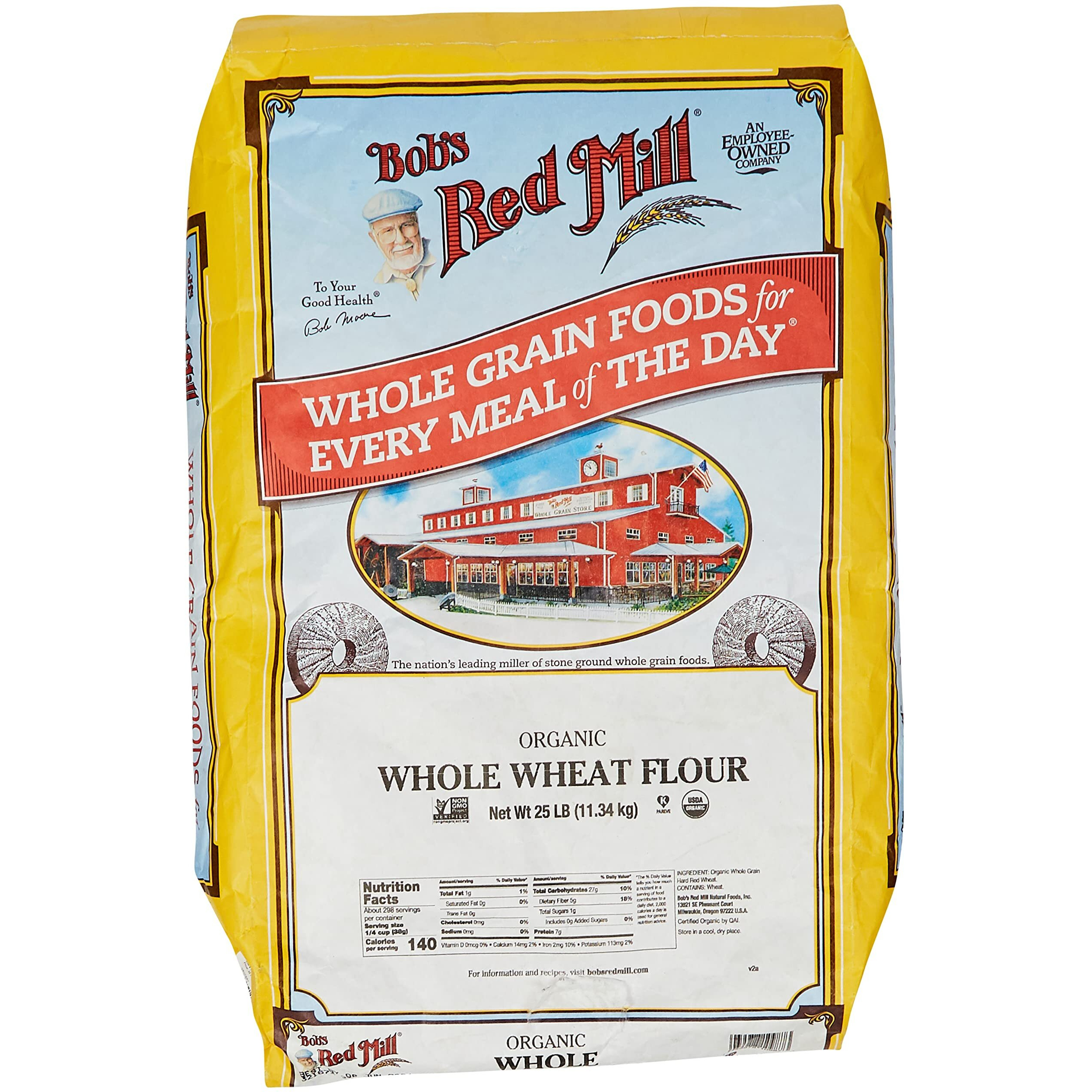 Bob's Red Mill Organic Whole Wheat Flour, 25 Pound
