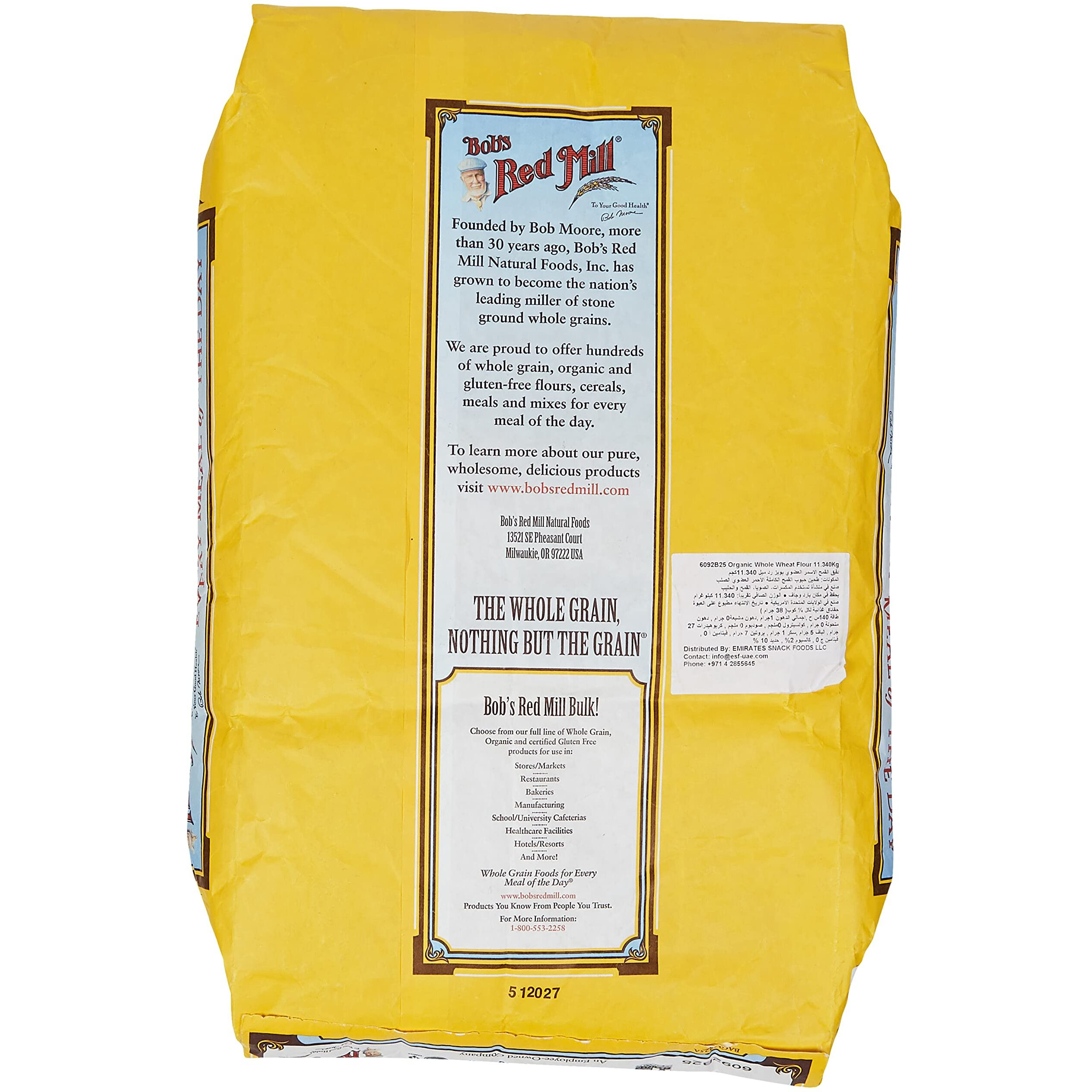 Bob's Red Mill Organic Whole Wheat Flour, 25 Pound