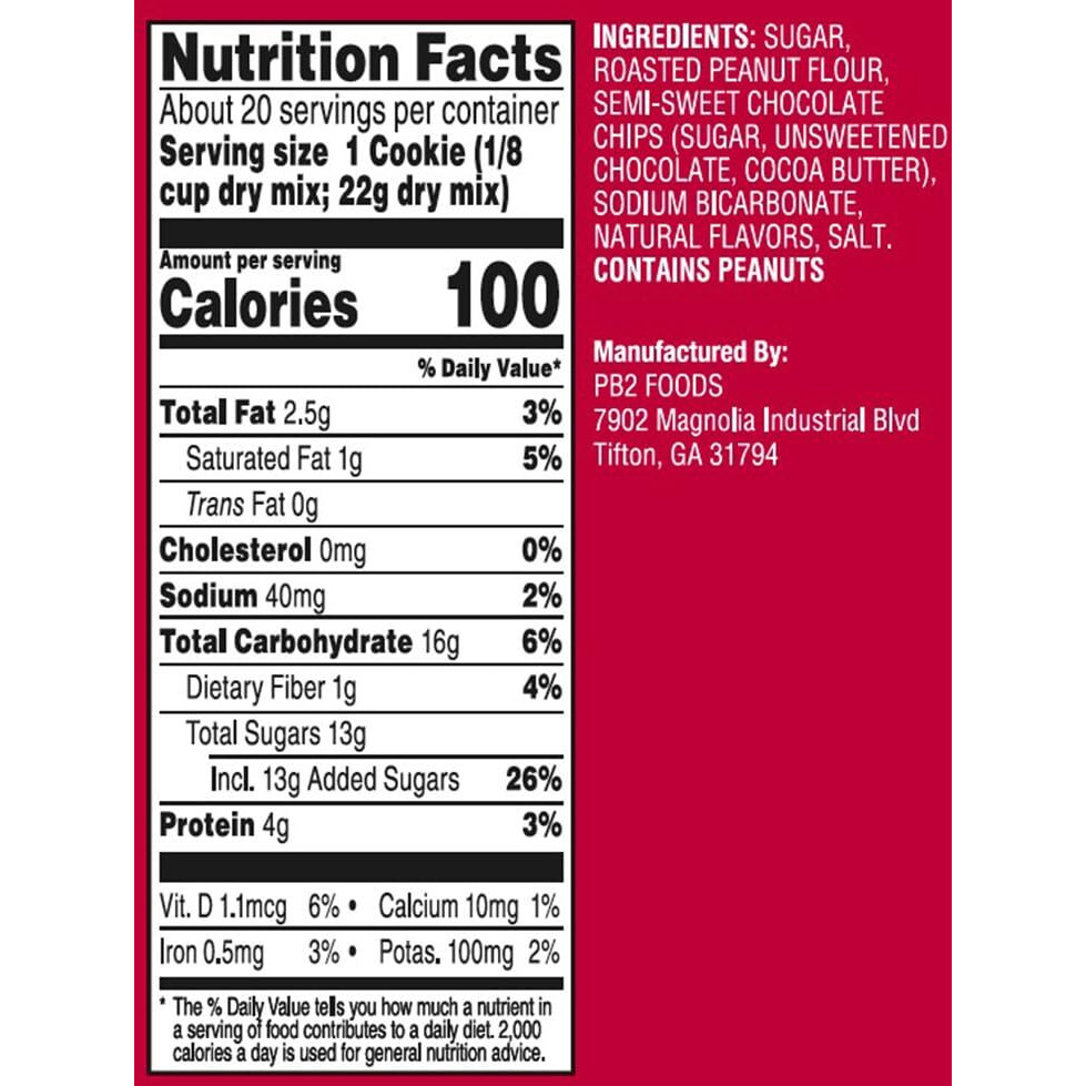 Pb2 Pantry Chocolate Chip Cookie Mix - 16 Oz Jar | Certified Vegan, Gluten Free, Non-Gmo, 4G Plant Protein Per Cookie