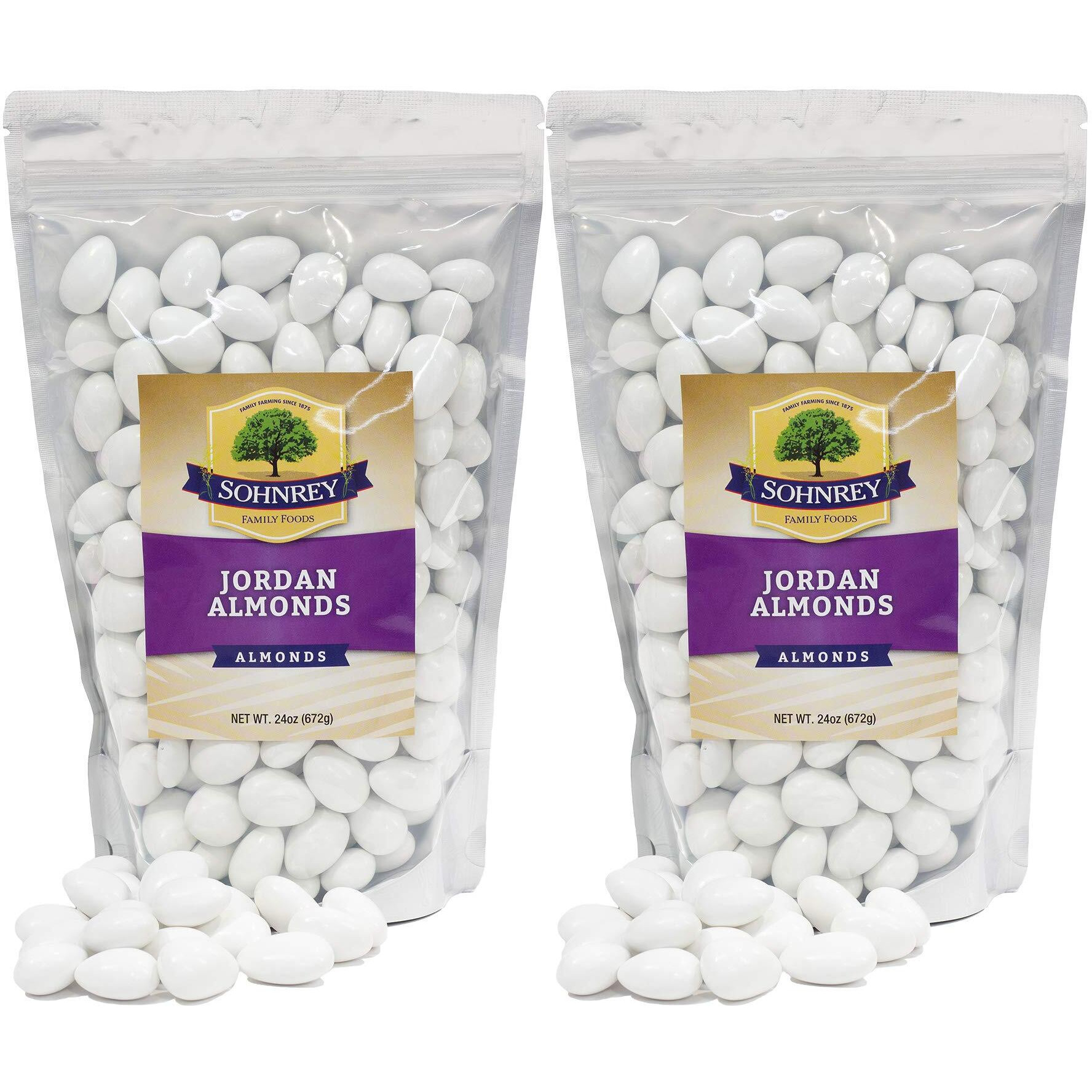 White Jordan Almonds (2-Pack) Wedding Shower Party Favor Premium White Candied Nuts (3 Lbs Total)