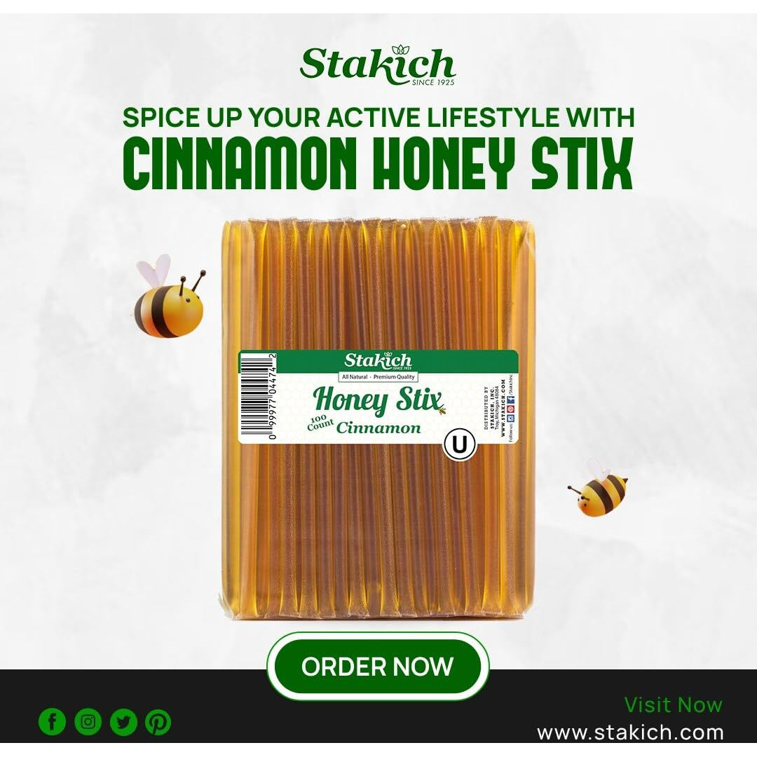 Stakich Cinnamon Honey Stix (500 Stix)