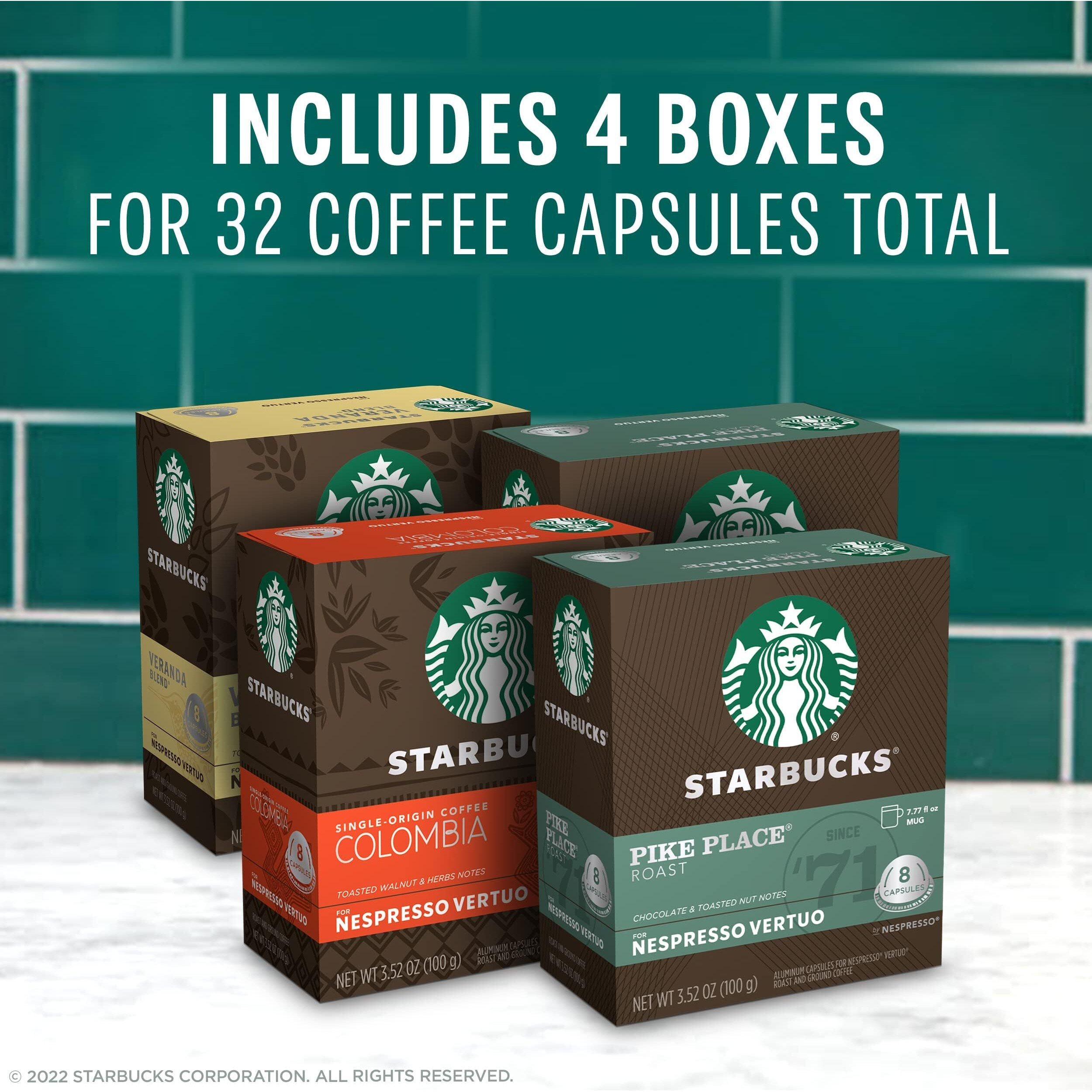 Starbucks By Nespresso Vertuo, Blonde & Medium Roast Variety Pack Coffee, 32-Count Coffee Pods, Brews 7.8 Oz.