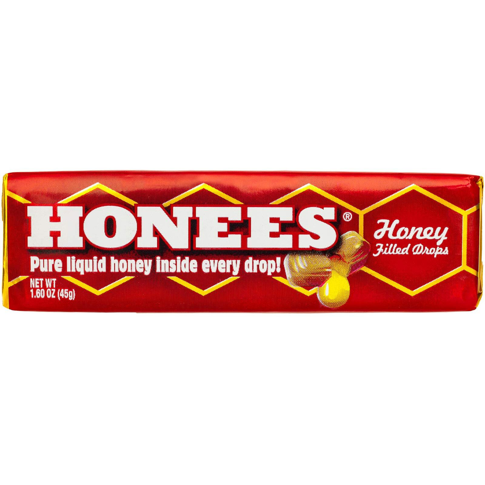Honees Honey Filled Cough Drops - 1.6Oz Bar, Pack Of 24 Menthol-Free Lozenges | Temporary Relief From Cough | Soothes Sore Throat | All Natural