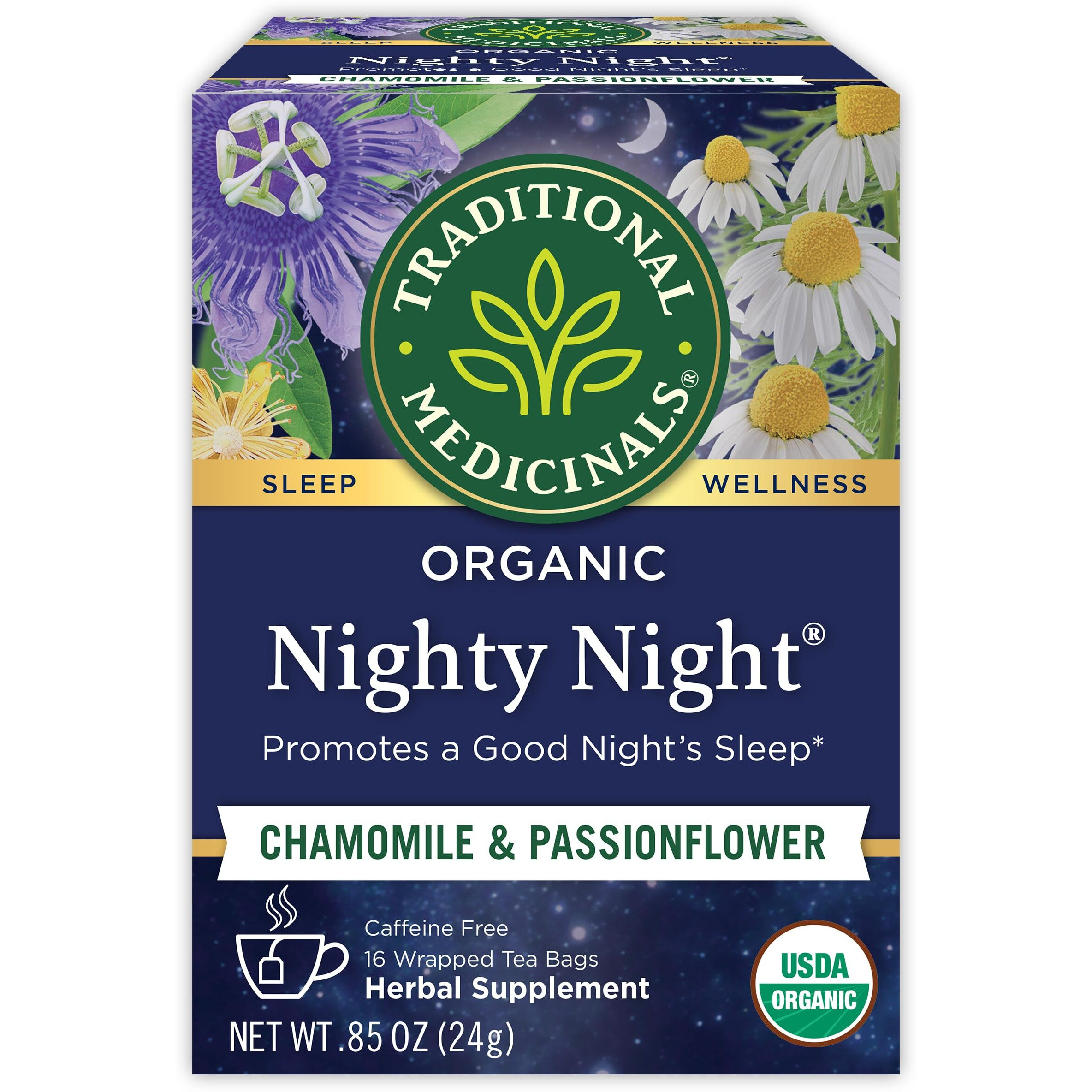 Traditional Medicinals Tea, Organic Nighty Night, Relax & Get A Good Night's Sleep, 16 Tea Bags (Packaging May Vary)