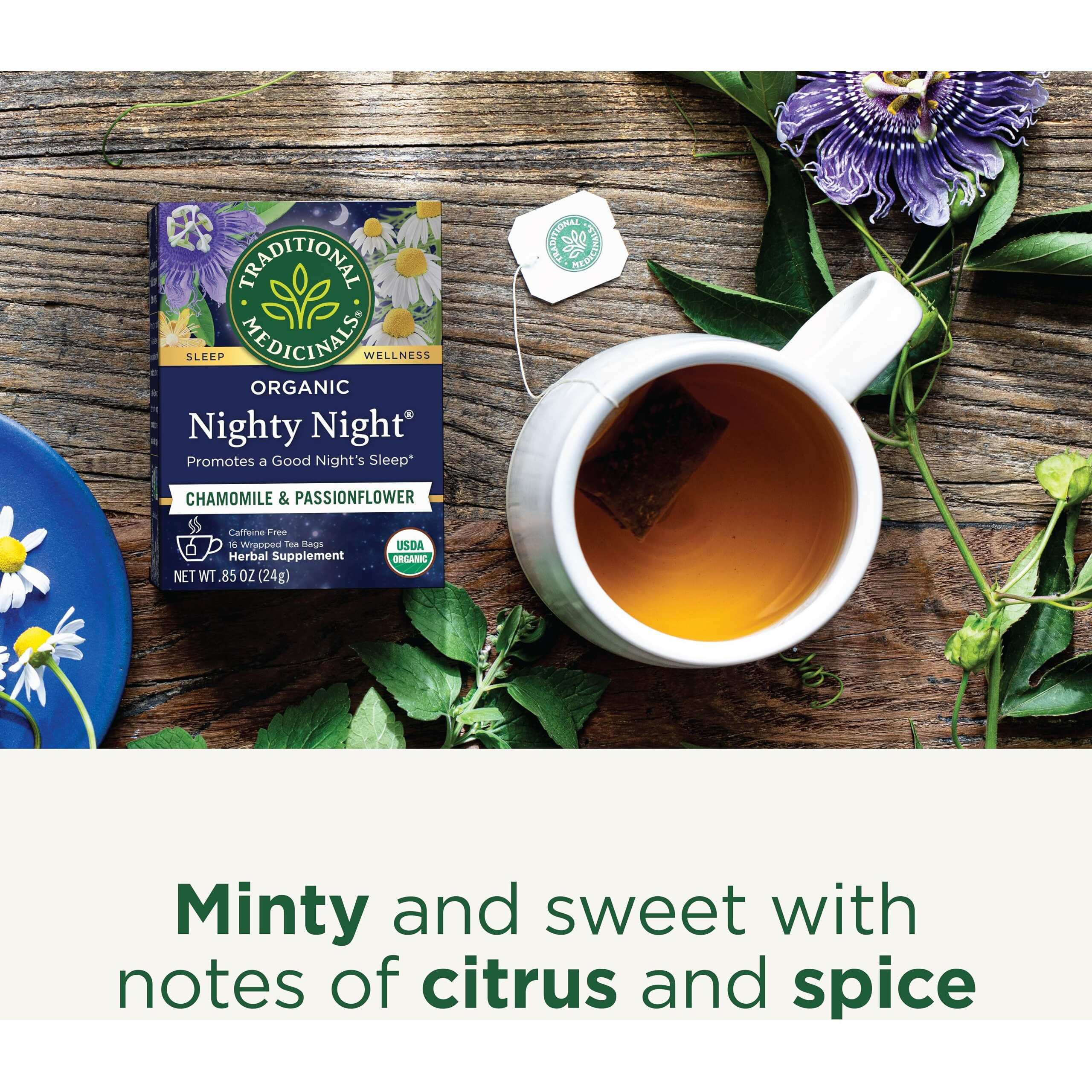 Traditional Medicinals Tea, Organic Nighty Night, Relax & Get A Good Night's Sleep, 16 Tea Bags (Packaging May Vary)
