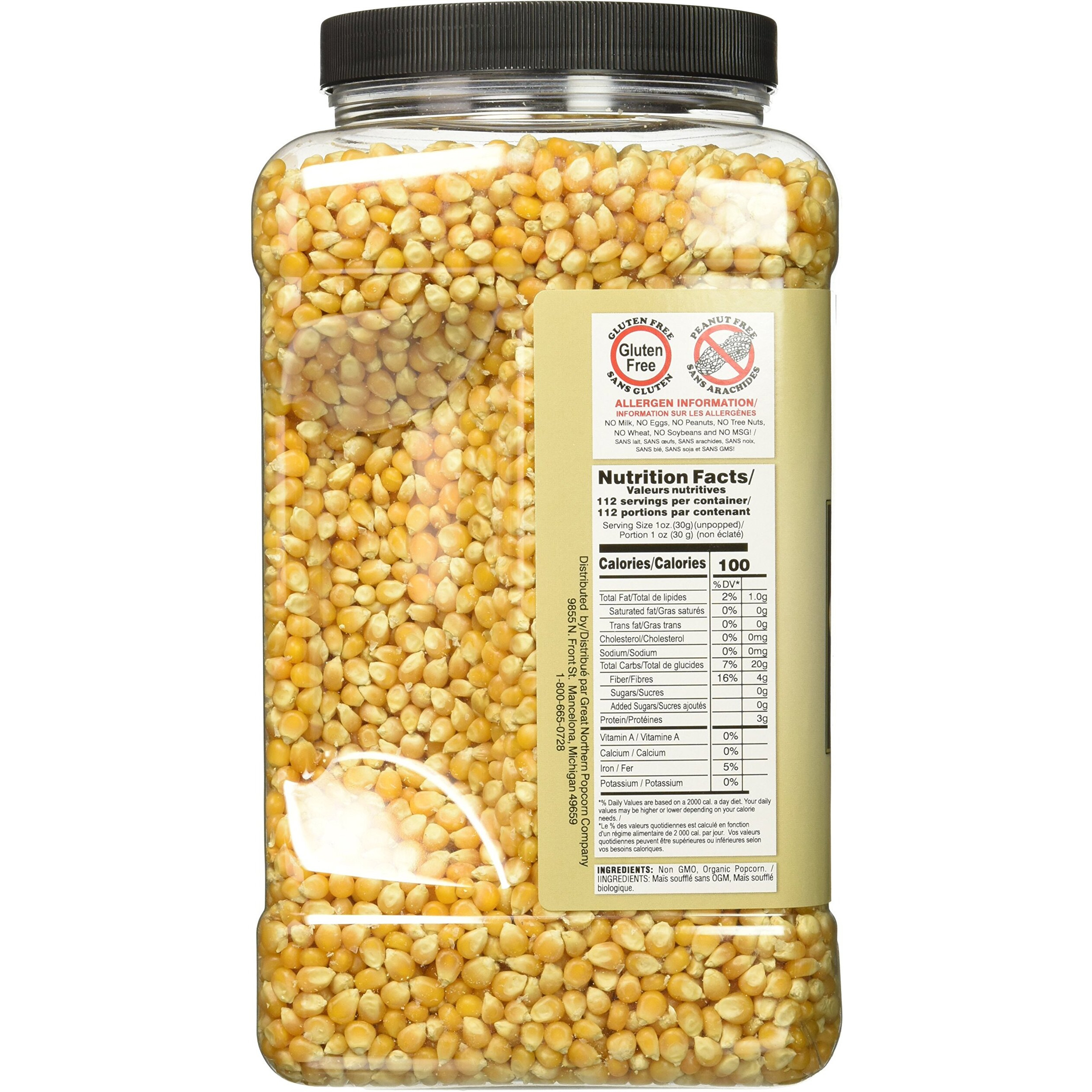 Organic Popcorn Kernels - 7Lbs Resealable Bulk Jug Of Gourmet Popping Corn For Microwave, Stovetop, And Popper Machines By Great Northern Popcorn