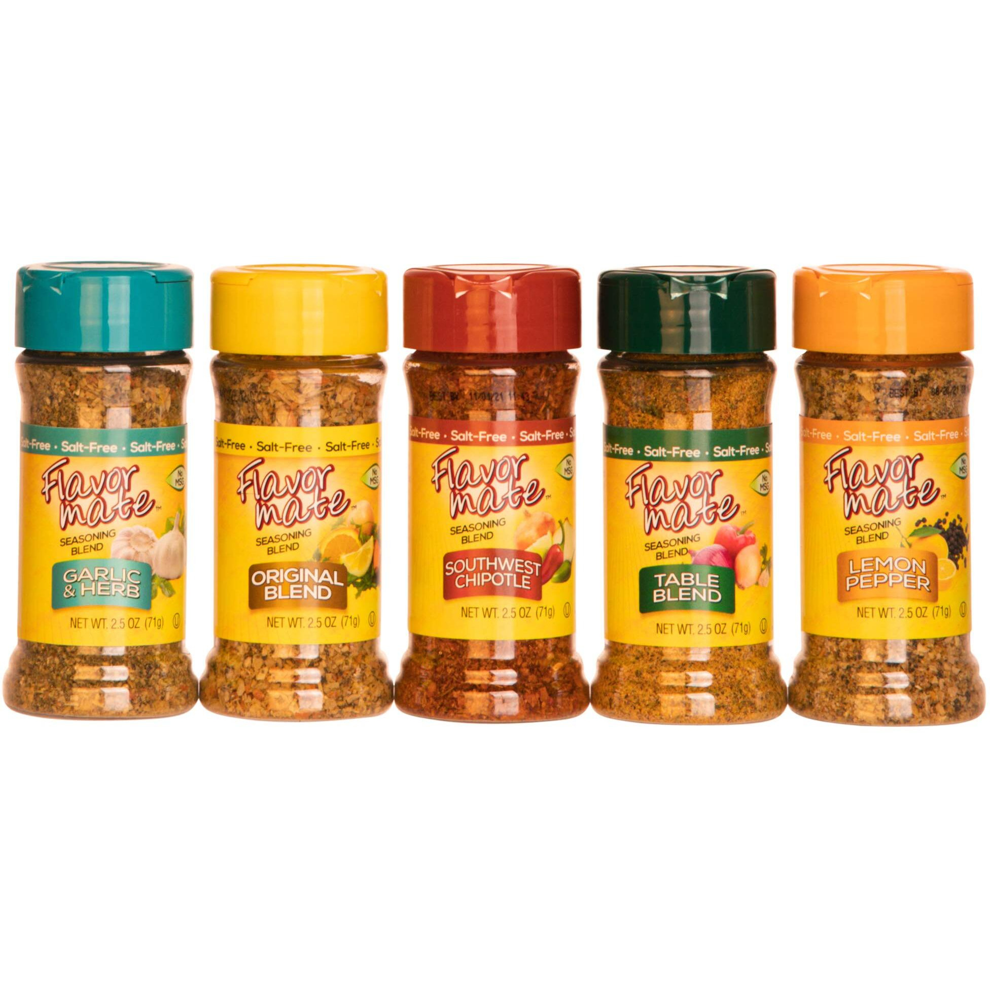 Flavor Mate No Salt Seasoning Blend - Variety Pack - Original,Garlic And Herb,Southwest Chipotle,Lemon & Pepper, Table Blend - 2.5 Oz-Kosher