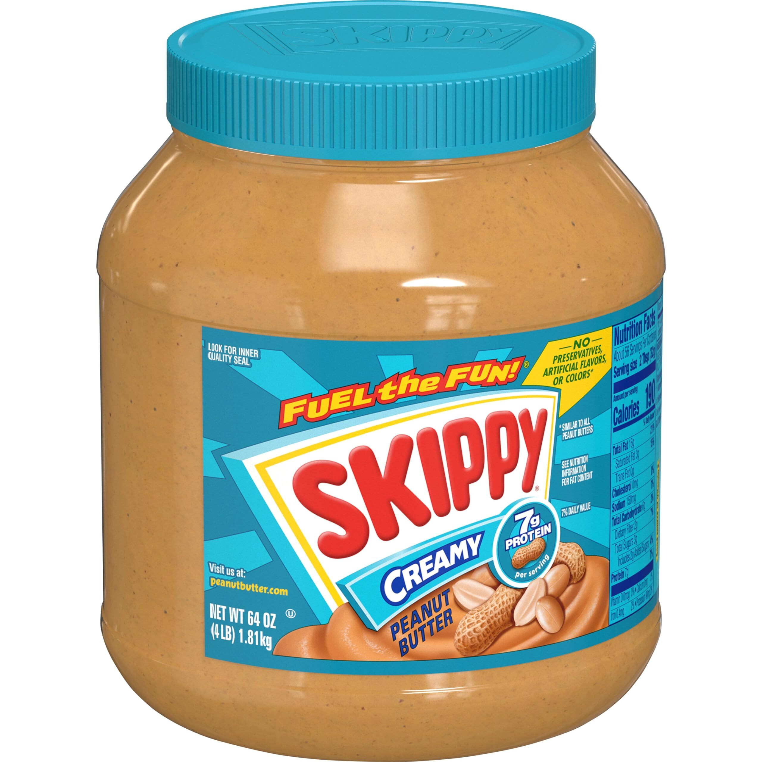 Skippy Peanut Butter, Creamy, 7 G Protein Per Serving, 64 Oz (Packaging May Vary)