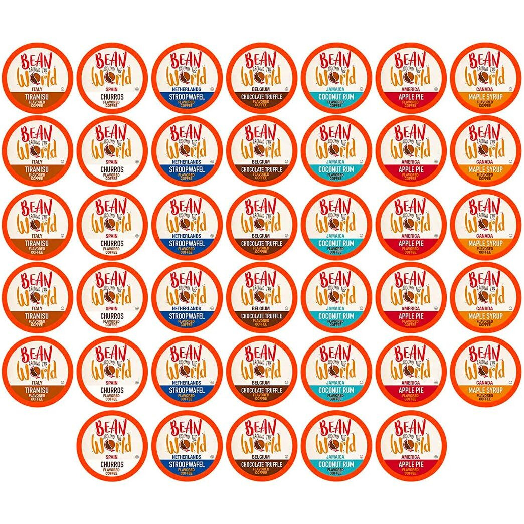 Bean Around The World Flavored Coffee Compatible With 2.0 Keurig K Cup Brewers, Variety Pack, 40 Count