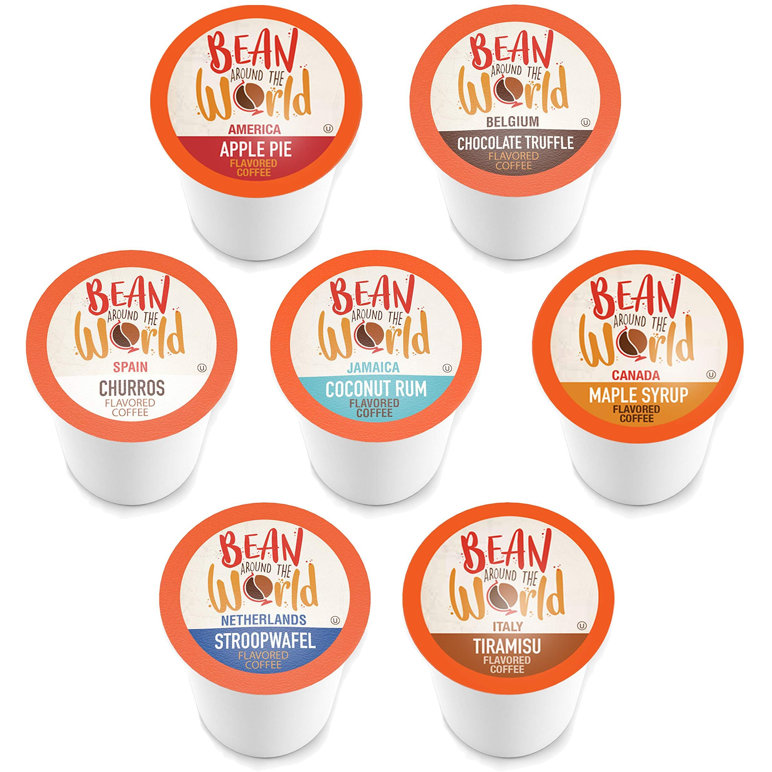 Bean Around The World Flavored Coffee Compatible With 2.0 Keurig K Cup Brewers, Variety Pack, 40 Count