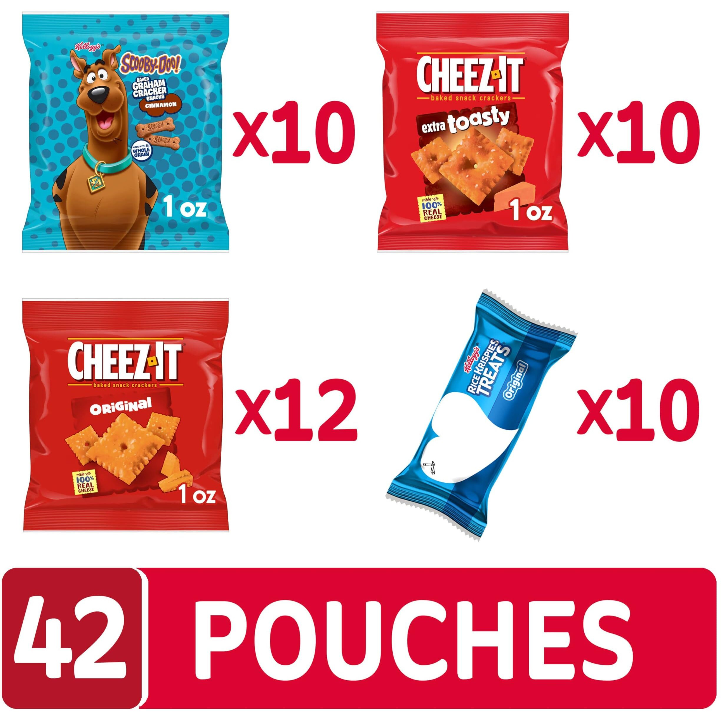 Kelloggs Assorted Snacks, Lunch Snacks, On-The-Go Snacks, Variety Pack (42 Pouches)