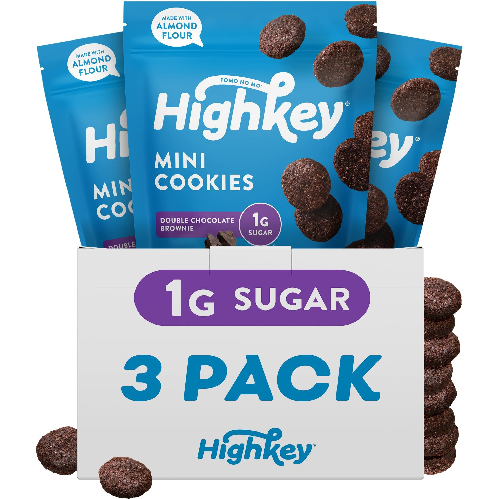 Highkey Low Carb Keto Brownie Bites - Keto Snack Low Carb Snack Sugar Free Chocolate Protein Cookies Sugar Free Snacks Gluten Free Snack Keto Friendly Food Healthy Snacks Keto Dessert Diet Snacks 3Pk