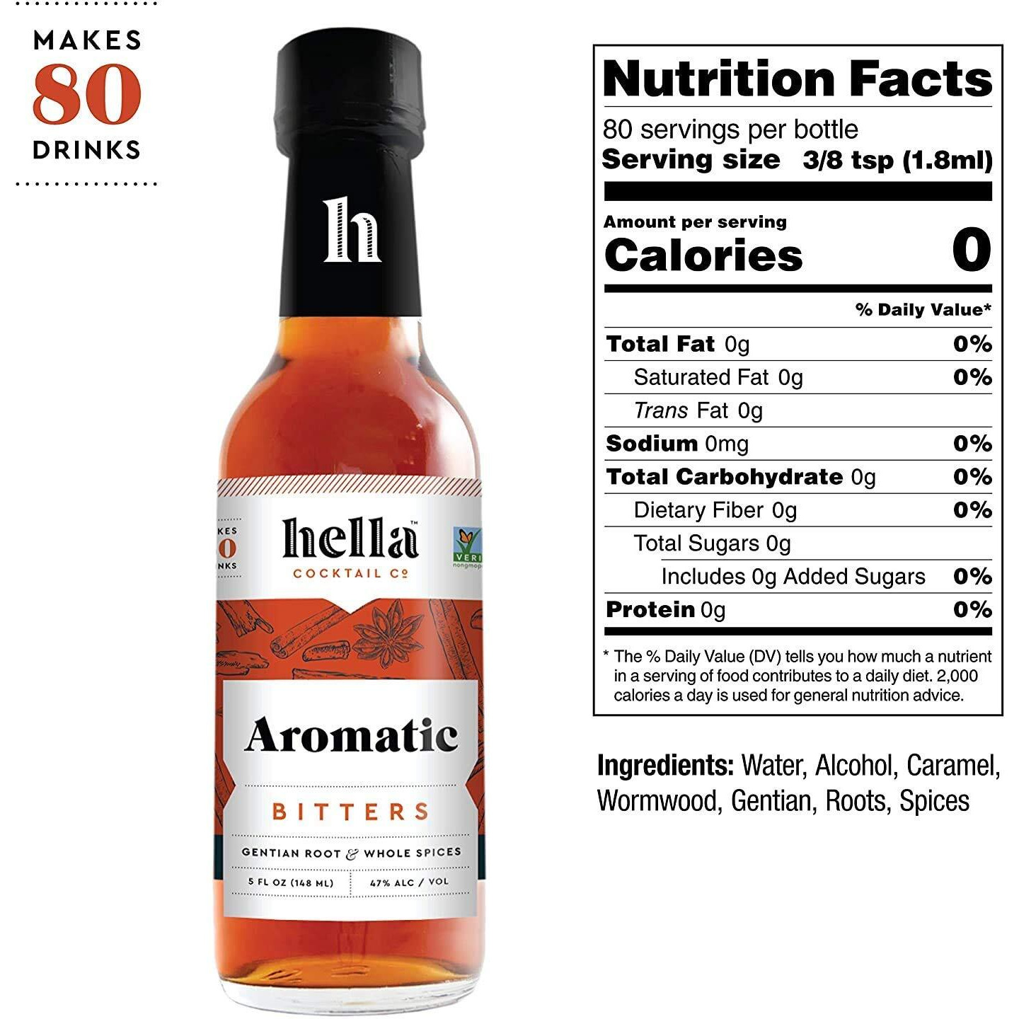 Hella Cocktail Co. Aromatic Bitters (5 Fl Oz) - Craft Cocktail Bitters For Classic Old Fashioned And Manhattan Cocktails