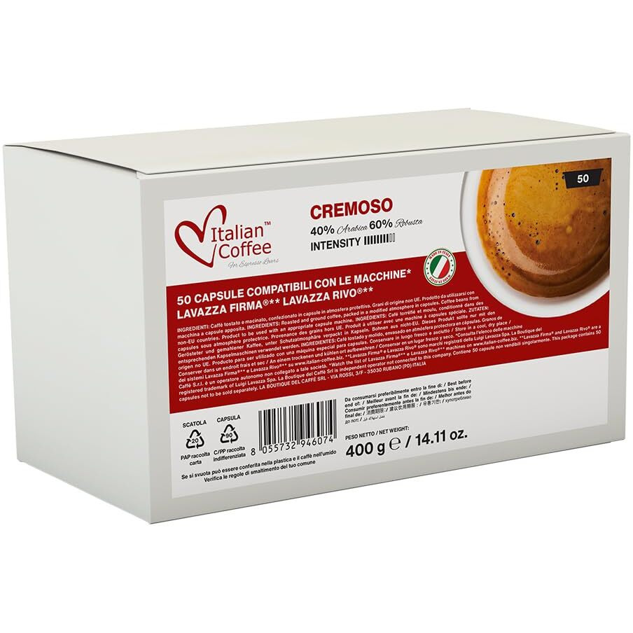 Italian Coffee For Espresso Lovers Italian Coffee Capsules Compatible With Rivo Machines (Arabica/Cremoso, 100)