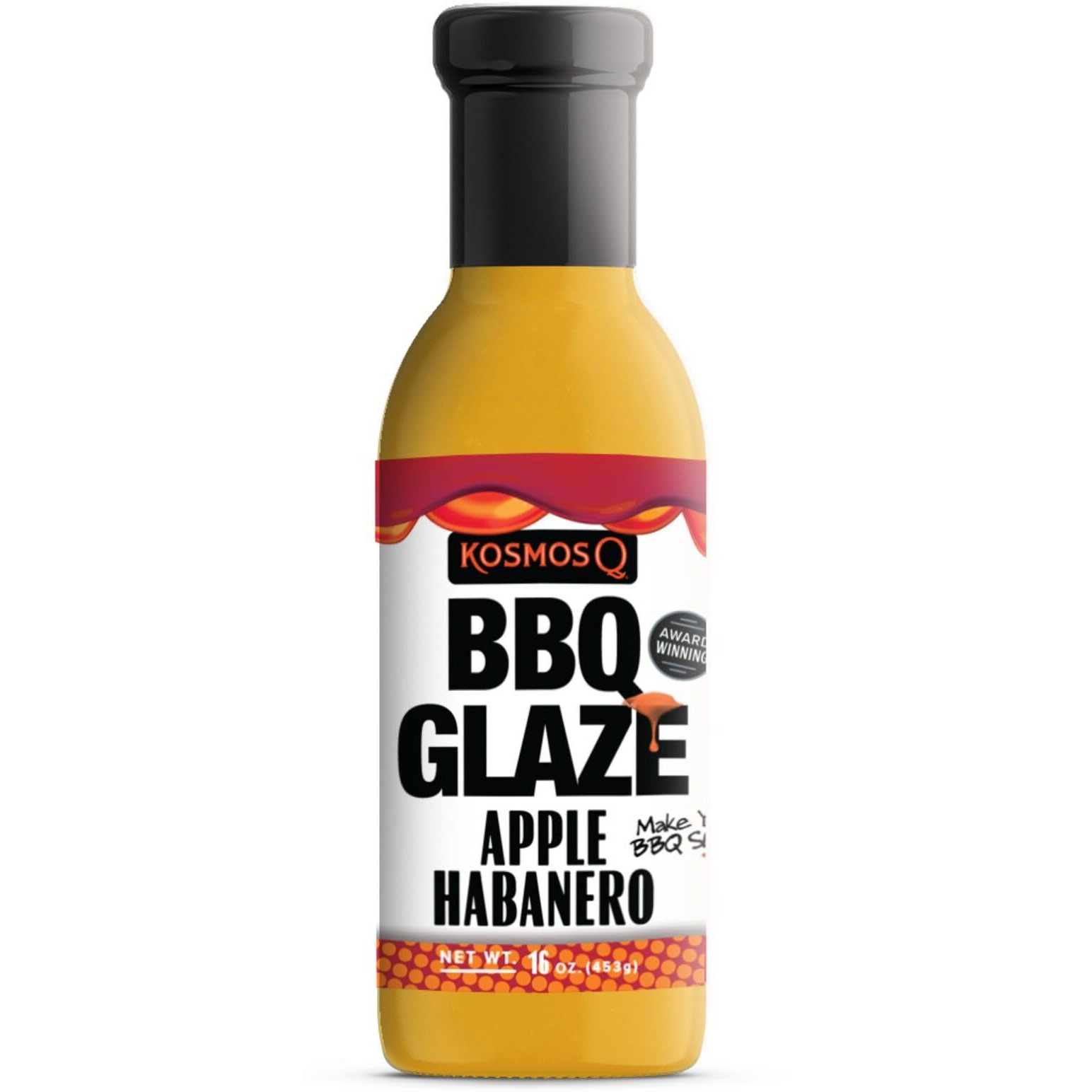 Kosmos Q Apple Habanero Bbq Glaze - 16 Oz Bottle For Sticky & Flavorful Barbecue - Thick Bbq Glaze For Competition Ready Mouth-Watering Meat (Apple Habanero)