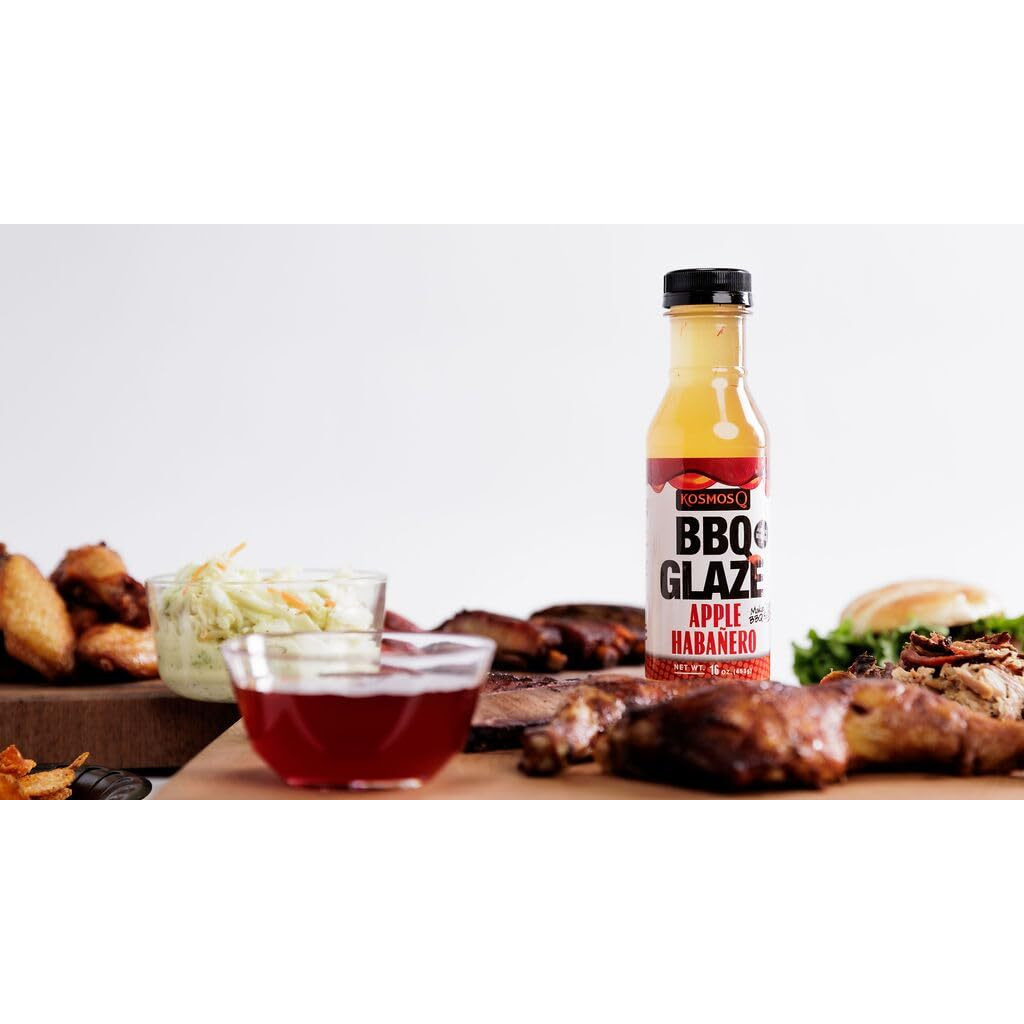 Kosmos Q Apple Habanero Bbq Glaze - 16 Oz Bottle For Sticky & Flavorful Barbecue - Thick Bbq Glaze For Competition Ready Mouth-Watering Meat (Apple Habanero)