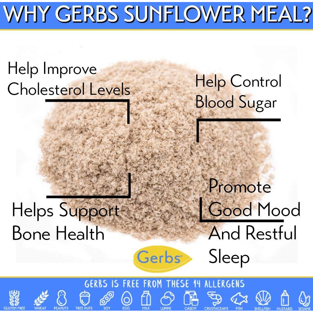 Gerbs Ground Sunflower Seed Meal, 2 Lbs - Top 14 Food Allergy Free & Non Gmo - Vegan & Keto Safe - Cold Milled Full Oil Seed Protein Powder