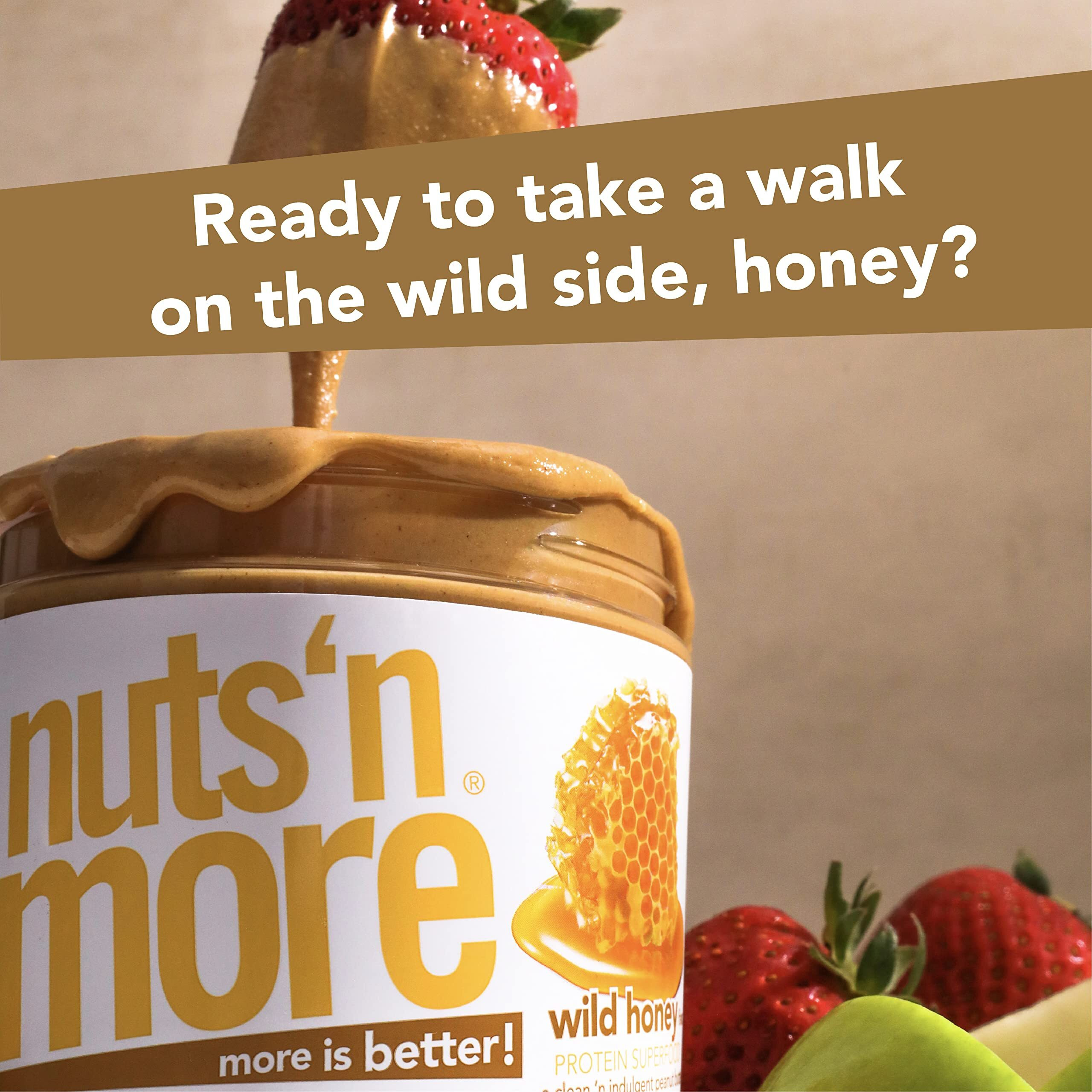 Nuts N More Wild Honey Peanut Butter Spread, All Natural Keto Snack, Low Carb, Low Sugar, Gluten Free, Non-Gmo, High Protein Flavored Nut Butter (15 Oz Jar)