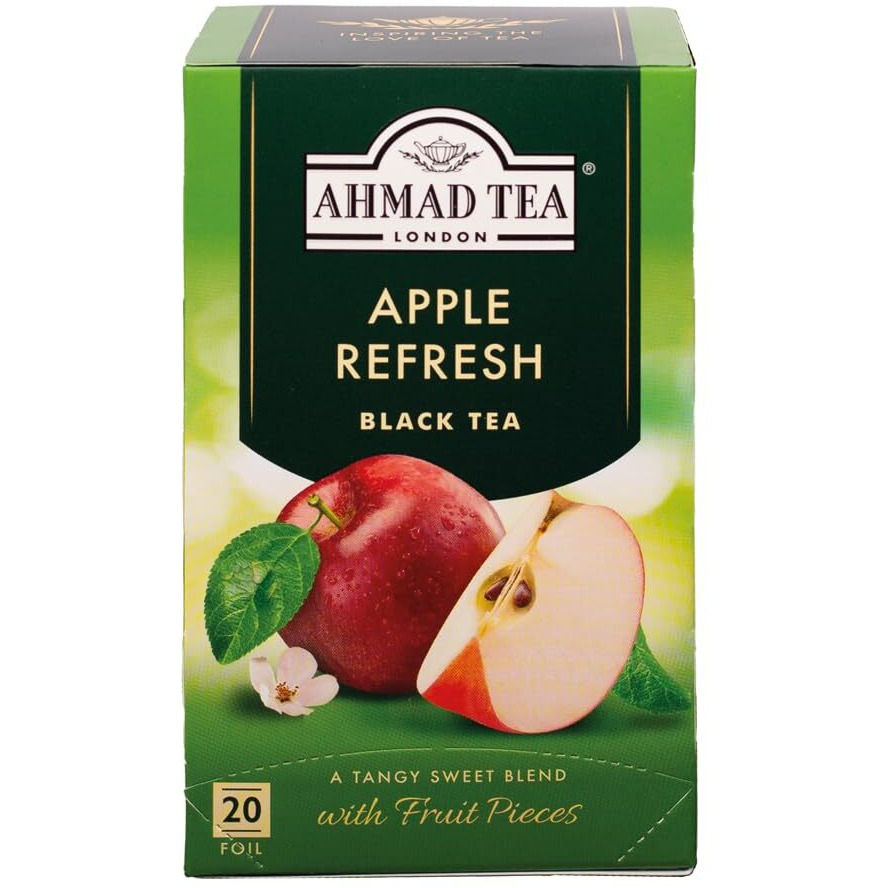 Ahmad Tea Black Tea, Apple Refresh Teabags, 20 Ct (Pack Of 6) - Caffeinated & Sugar-Free