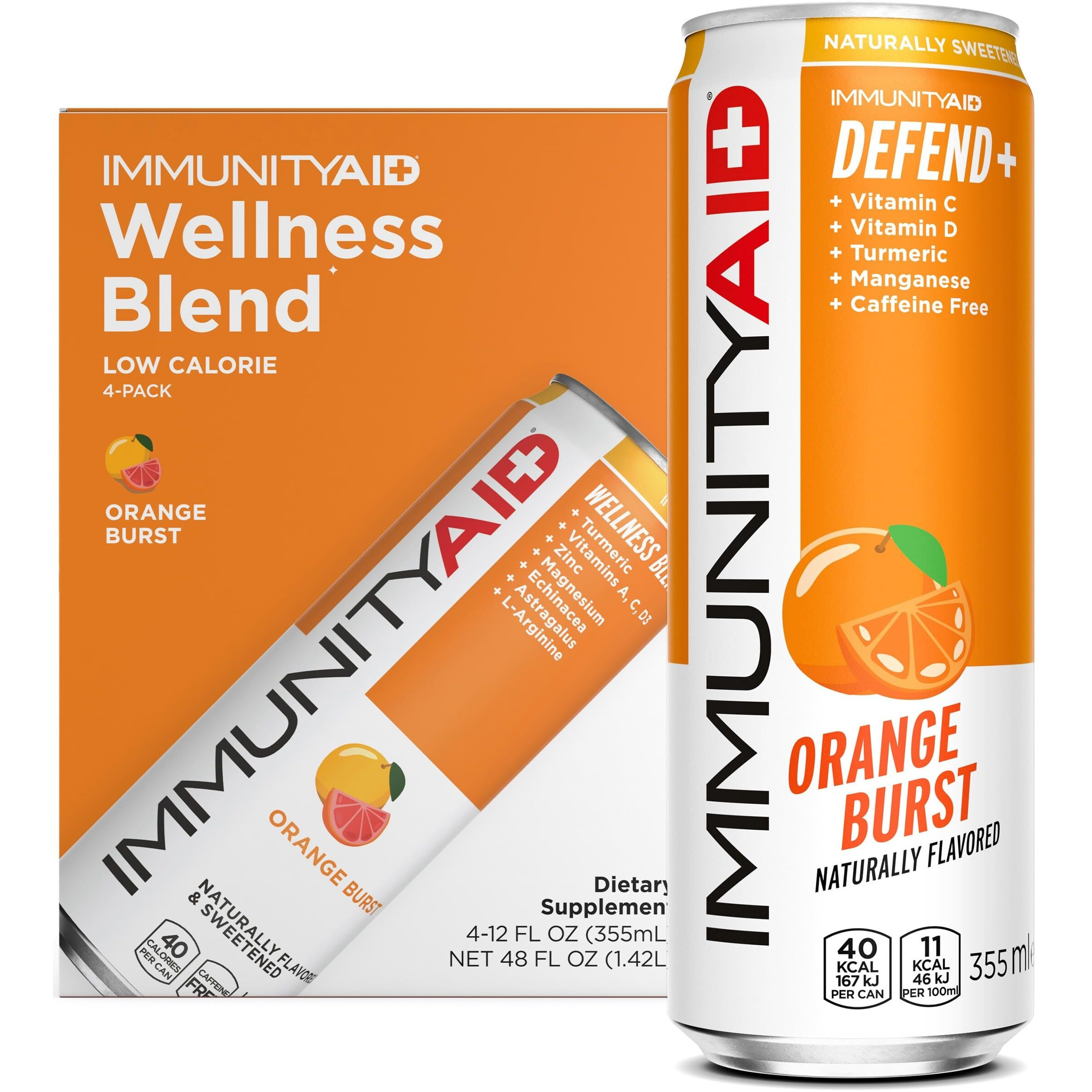 Immunityaid Wellness Blend, With Echinacea, Zinc, Astragalus And Vitamin C, Only 45 Calories, 100% Clean, Vegan And Gluten-Free, No Artificial Flavors, Sodium Or Caffeine, 12 Fl Oz (Pack Of 4)