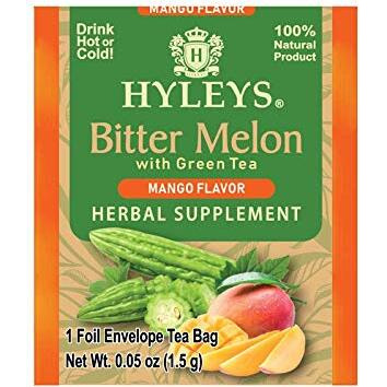 Hyleys Bitter Melon With Green Tea - Mango Flavor - 25 Tea Bags - Supports Healthy Liver Function - Herbal Supplement
